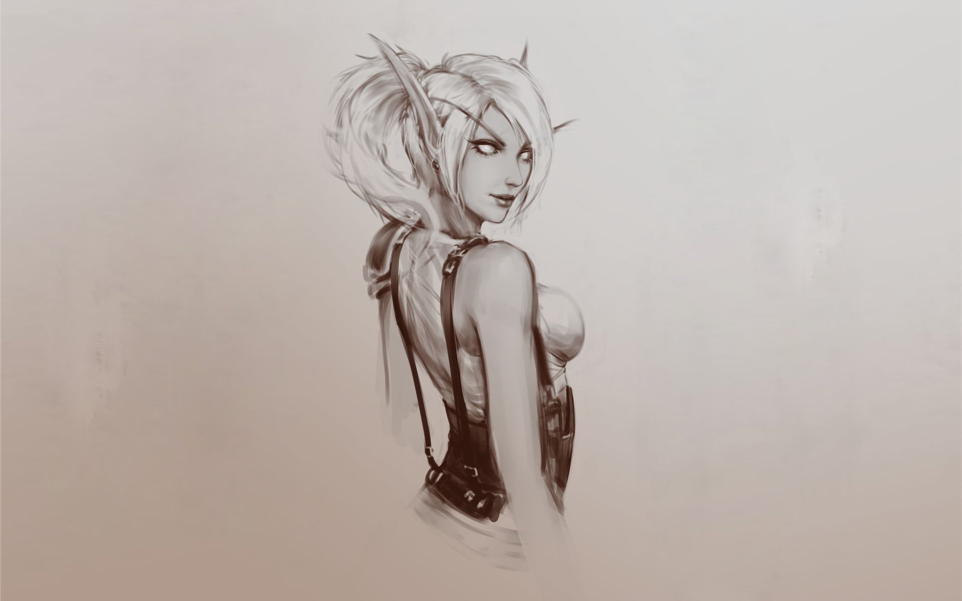1080P, blood elves, digital art, Warcraft, monochrome, raikoart, elf ears, Blood Elf, HD Wallpaper
