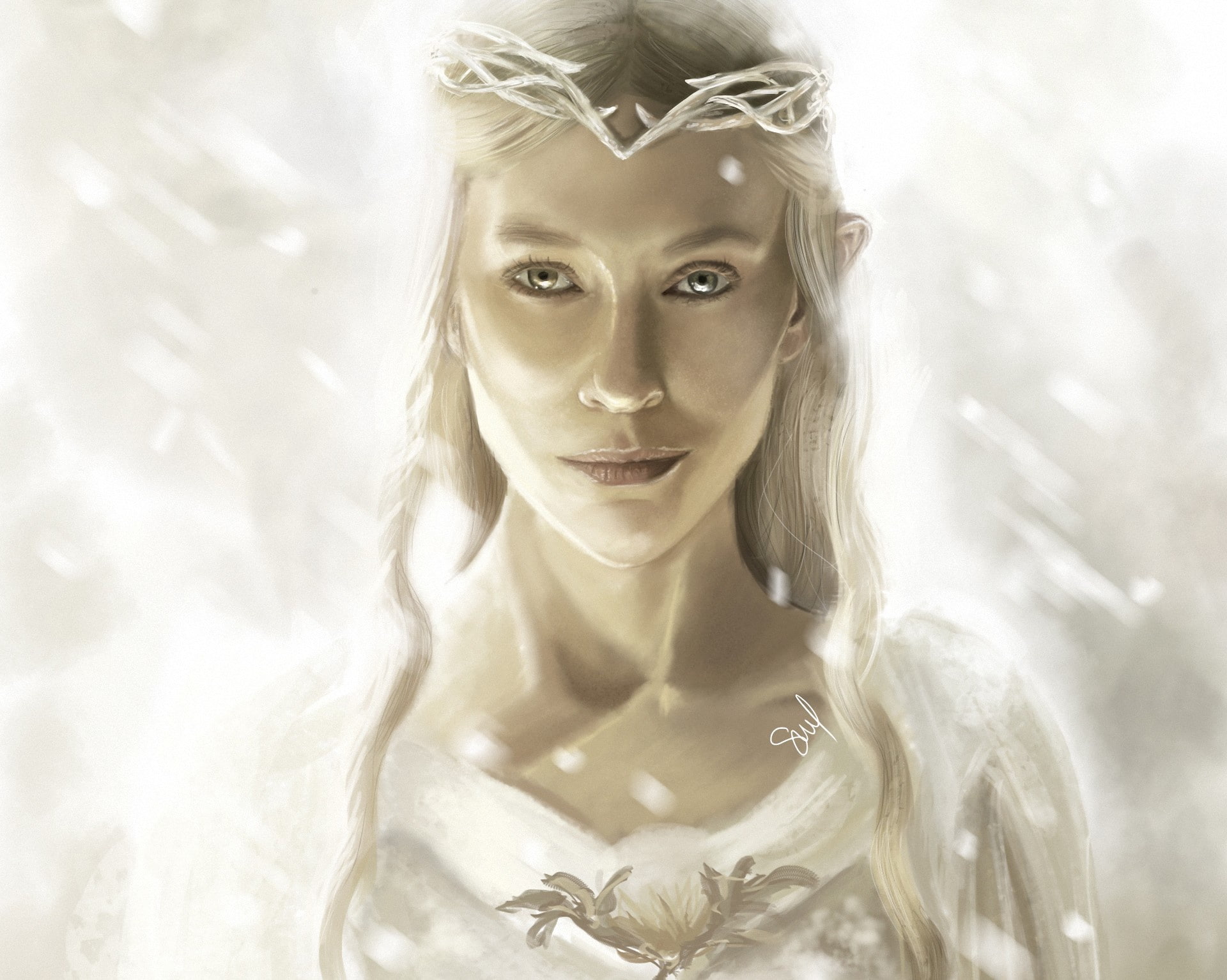 the Lord of the rings, Diadema, Galadriel, art, elf, Of Galadriel, 1080P, girl, HD Wallpaper