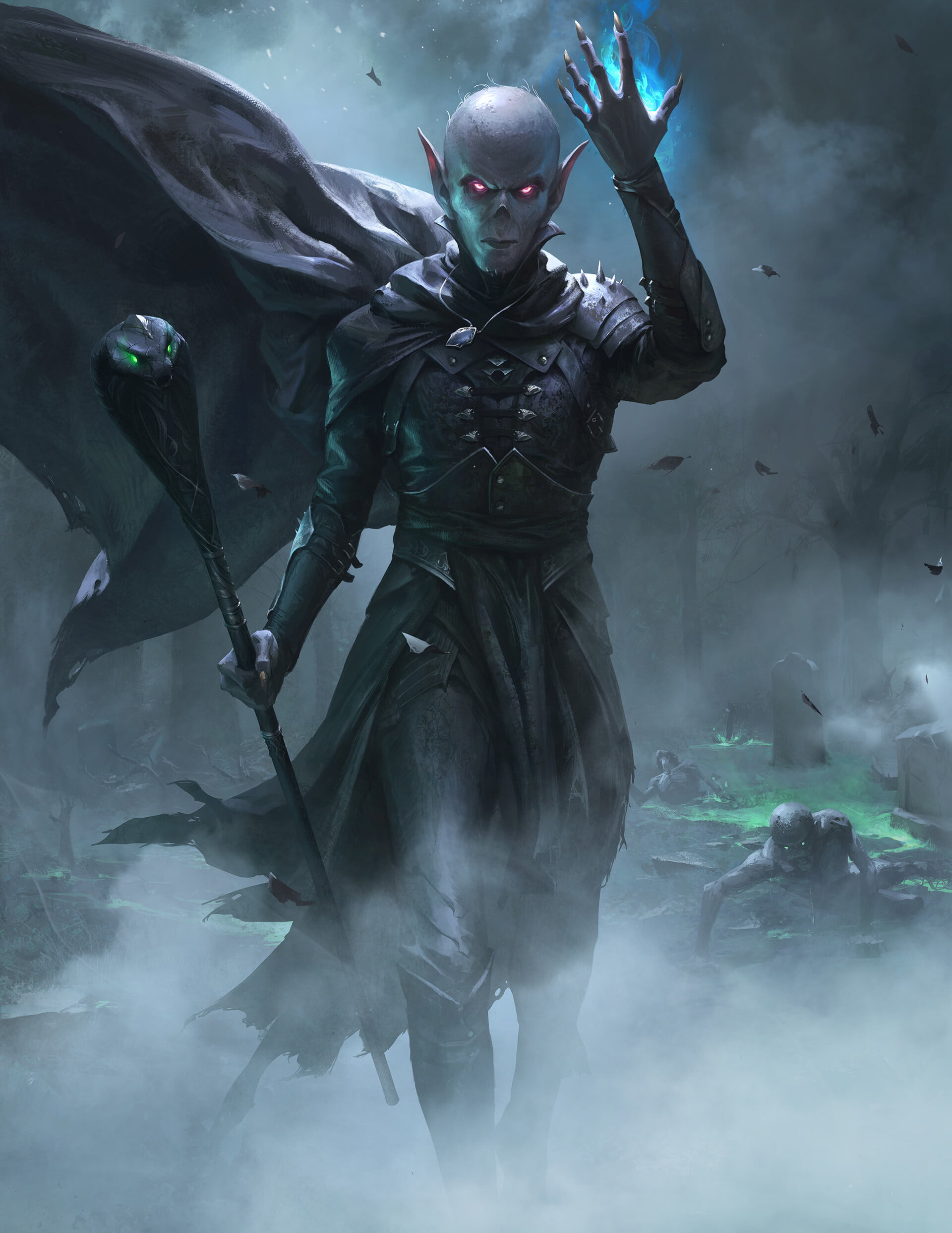pointy ears, glowing eyes, artwork, creature, 1080P, fantasy art, Phone HD Wallpaper