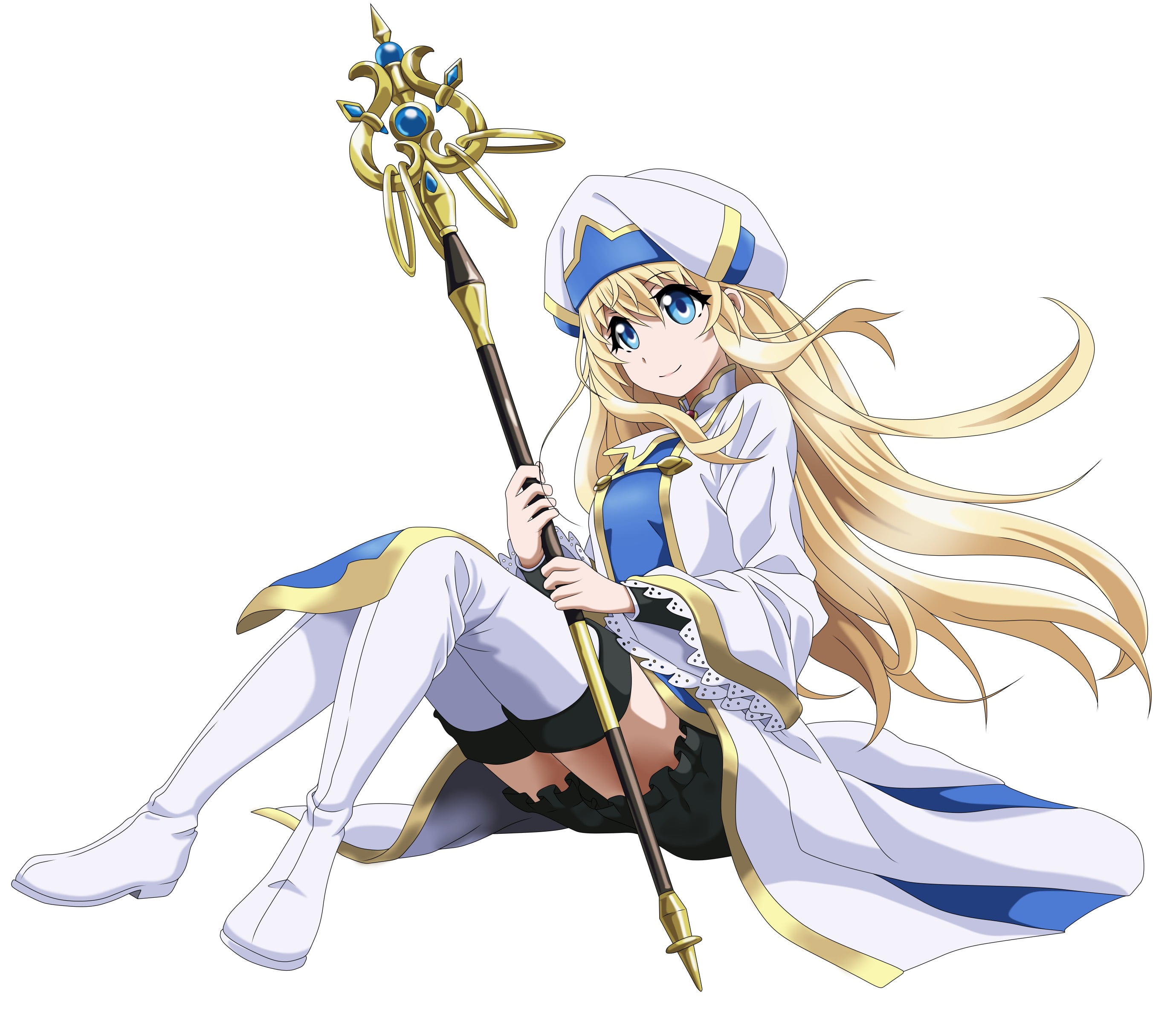 Priestess (Goblin Slayer), Girl, Goblin Slayer, Blonde, Blue Eyes, 2K, Anime, HD Wallpaper