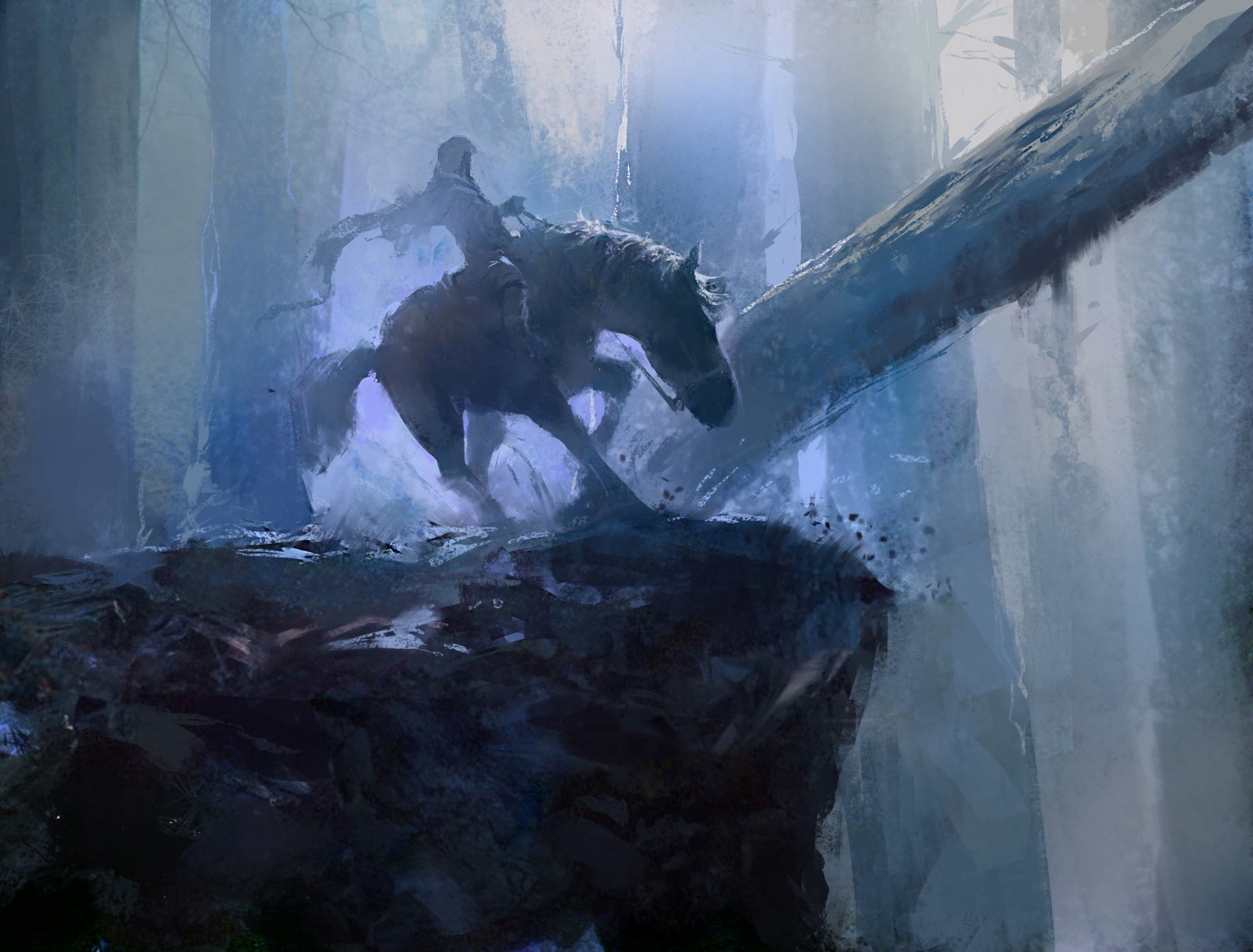 fantsy, 1080P, blue, hood, horse, HD Wallpaper