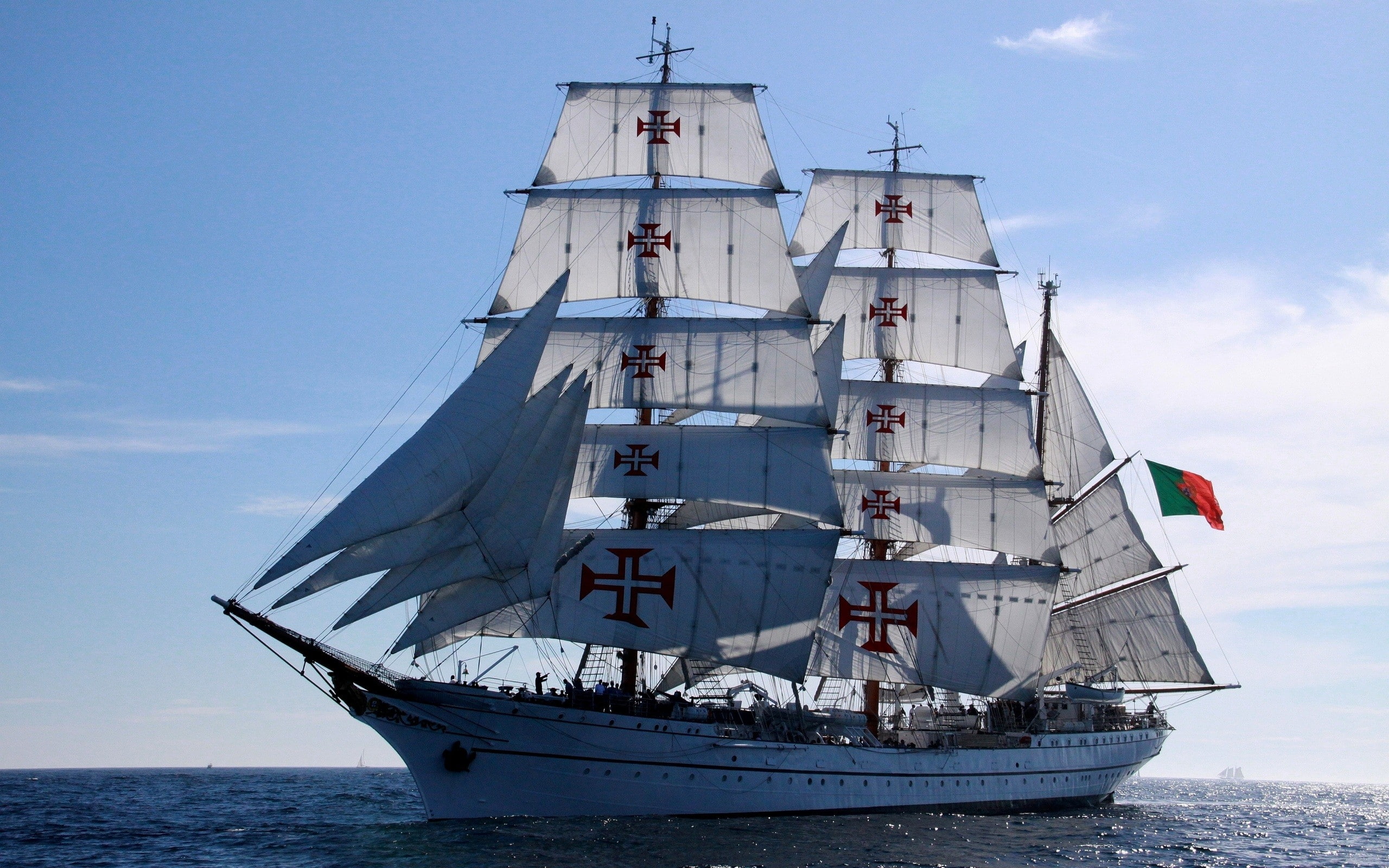 ocean, art, sails, ship, sail ship, ships, hd, oceans, 2K, nature, sagres, sail, HD Wallpaper