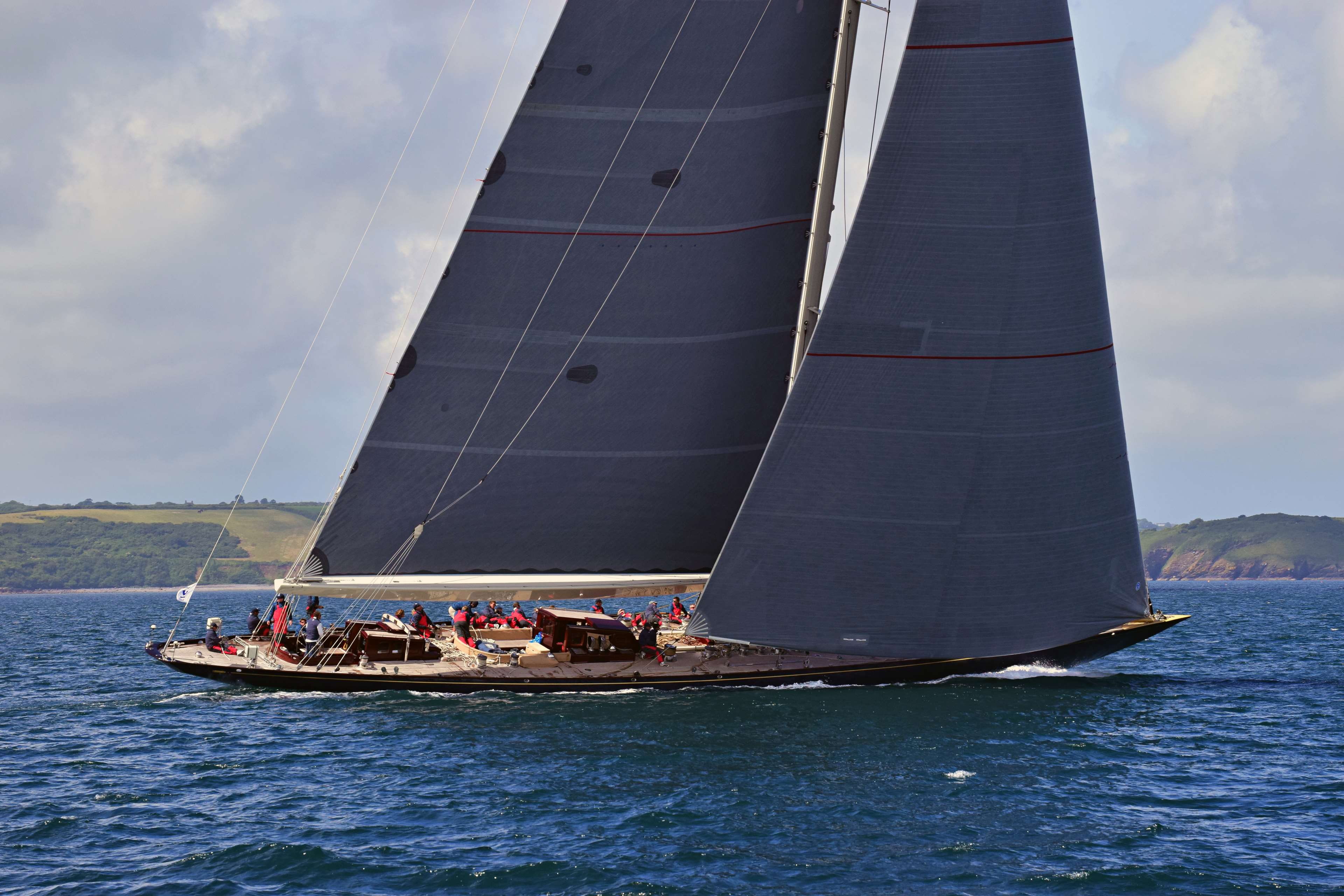 people, nautical vessel, mast, wind, mode of transportation, sailboat, yachting, 4K, competition, water, group of people, yacht, sky, outdoors, j class, HD Wallpaper