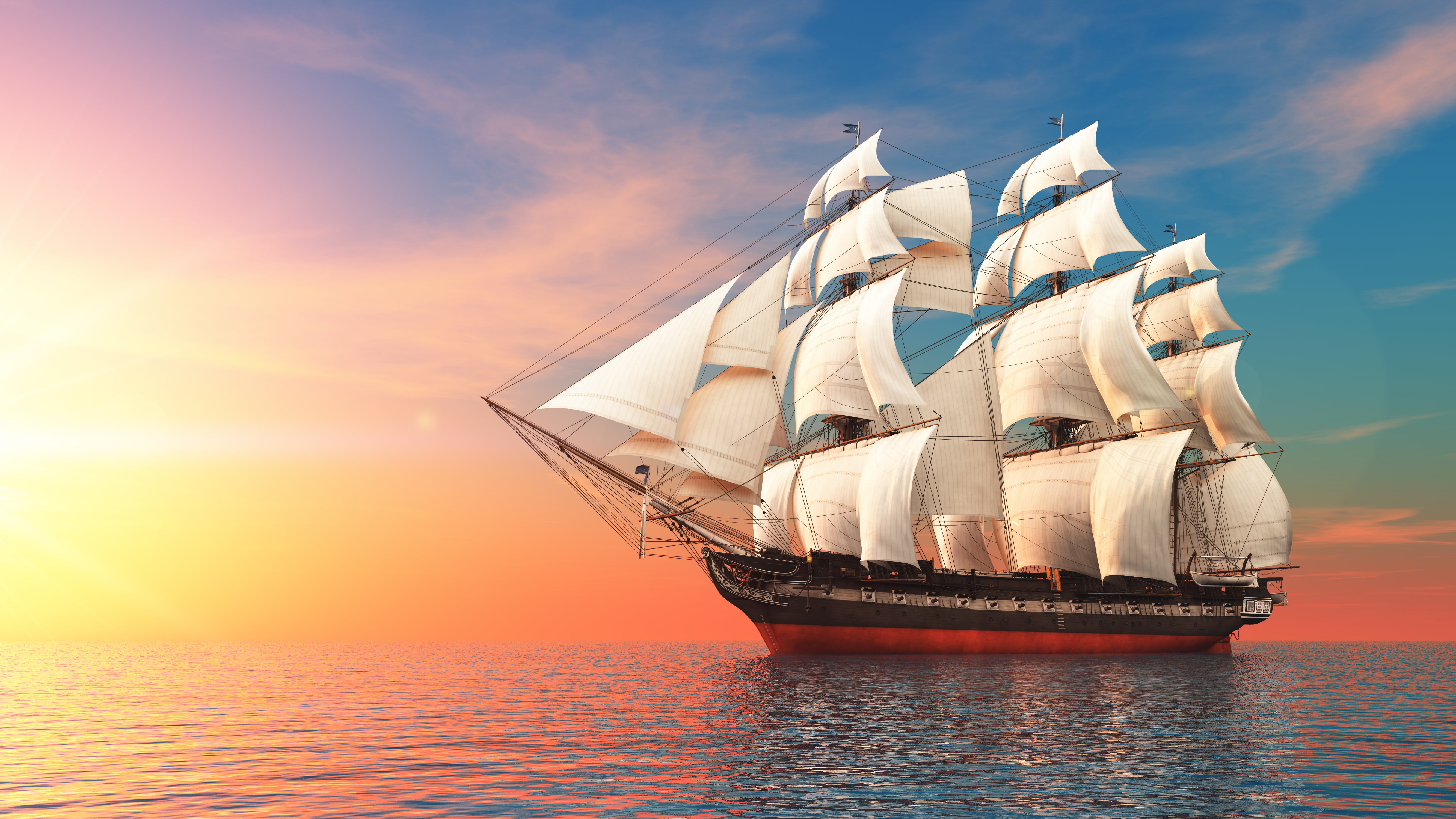 nature, cloud - sky, mast, navy, 5K, waterfront, old-fashioned, cruise Ship, passenger craft, regatta, tourism, brigantine, tall Ship, transportation, HD Wallpaper