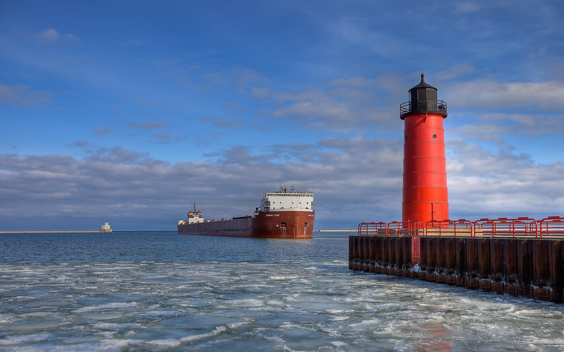 security, water, architecture, no people, guidance, vehicle, lighthouse, ship, building exterior, cloud - sky, safety, waterfront, building, sky, tower, HD Wallpaper