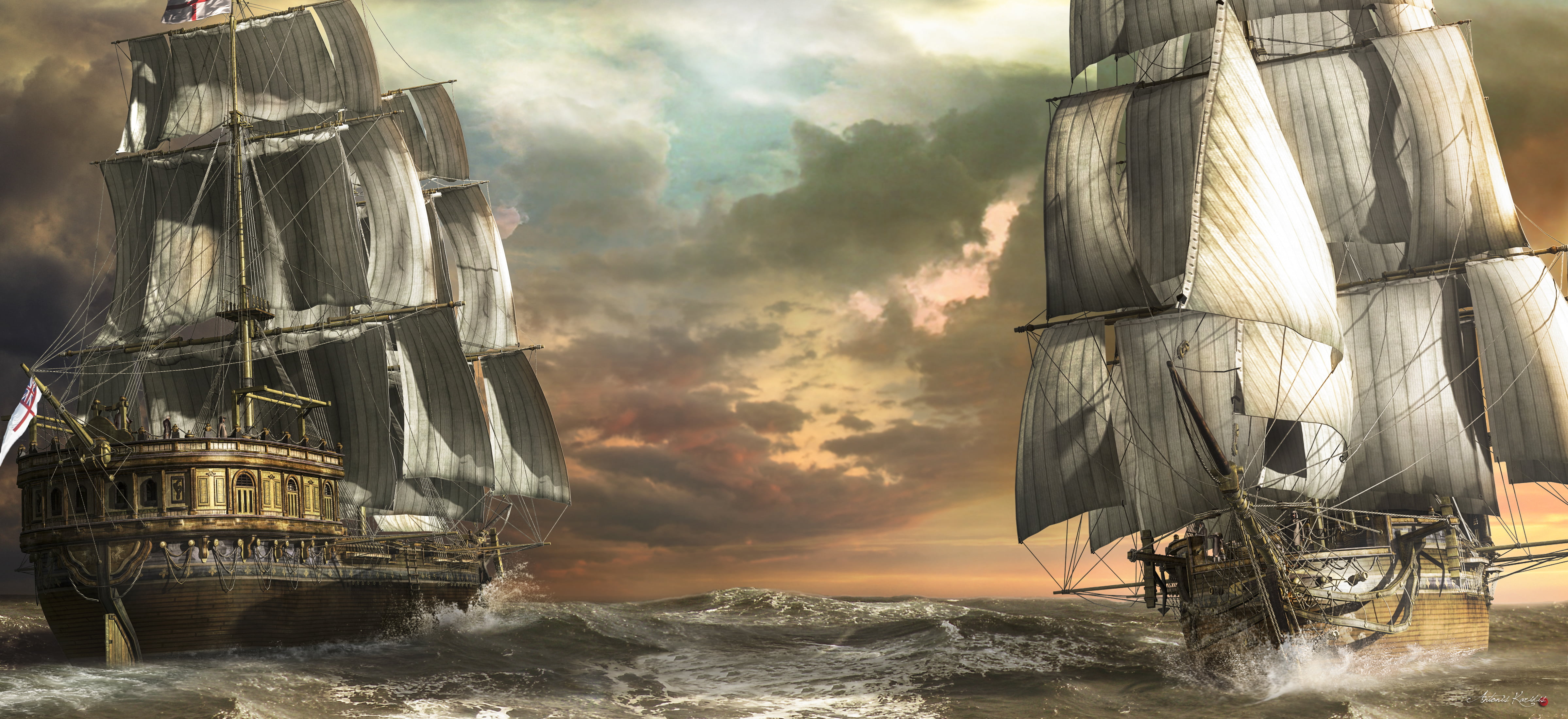 people Traveling, passenger Ship, summer, nature, tall Ship, travel, architecture, sailing, yacht, pirate - Criminal, painting, sunset, wind, cruise, built structure, HD Wallpaper