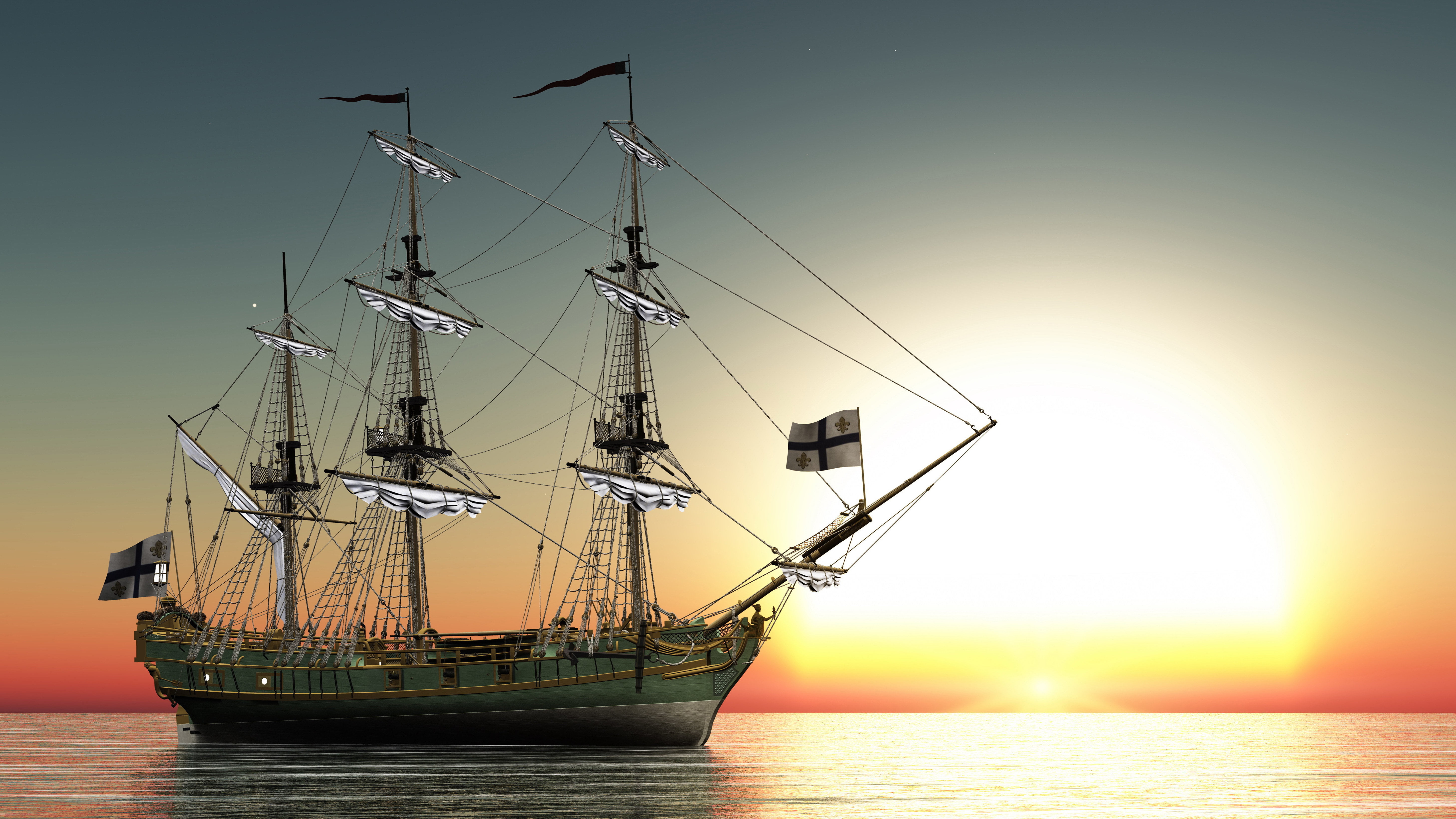 clear sky, pole, military Ship, Ship, transportation, vacations, sail, old-fashioned, brigantine, mode of Transport, sea, outdoors, cultures, mast, nautical Vessel, HD Wallpaper