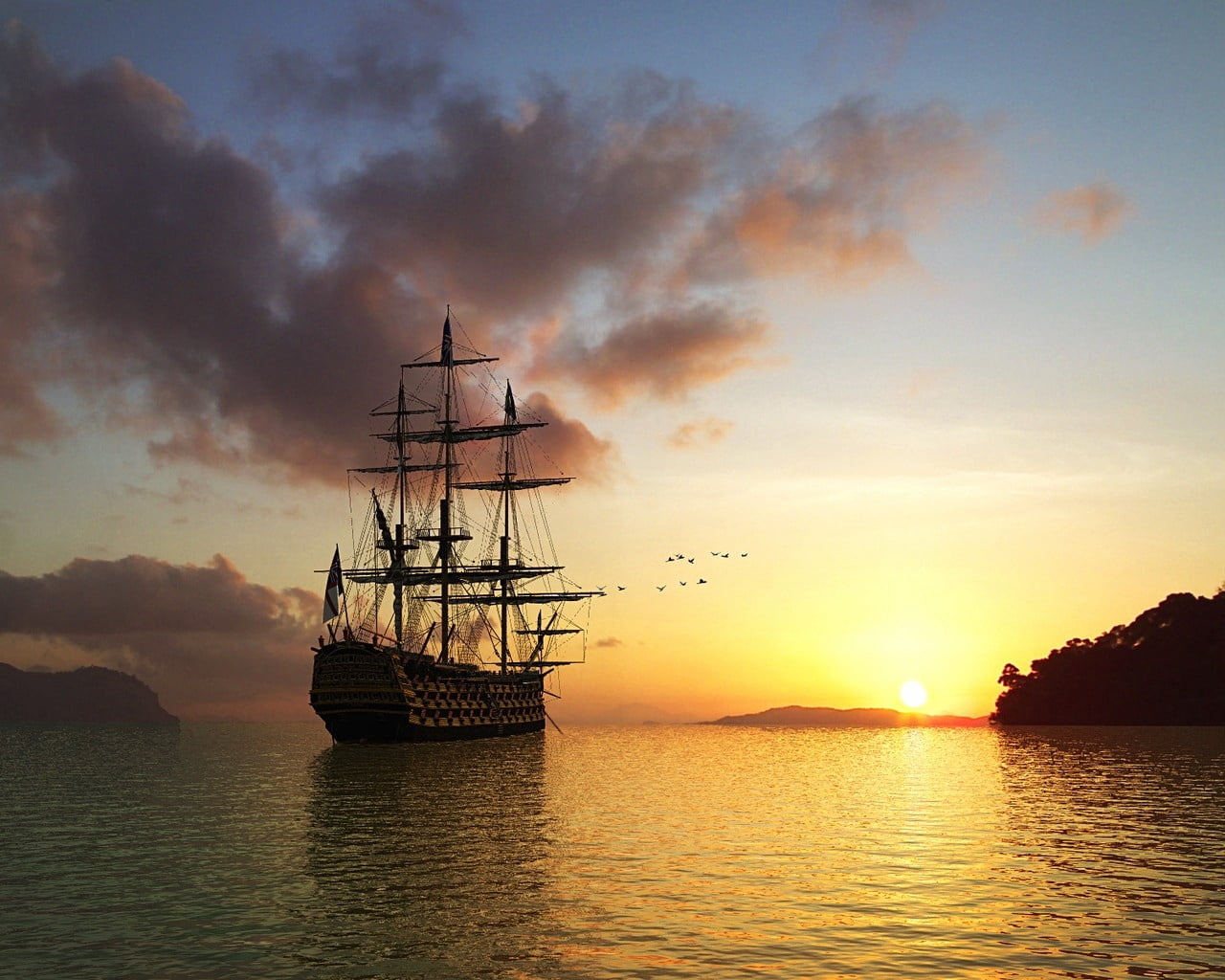 sunset, rising, history, journey, old, sailing, transportation, sky, old-fashioned, wood - Material, summer, mode of transportation, brown, beauty in nature, HD Wallpaper