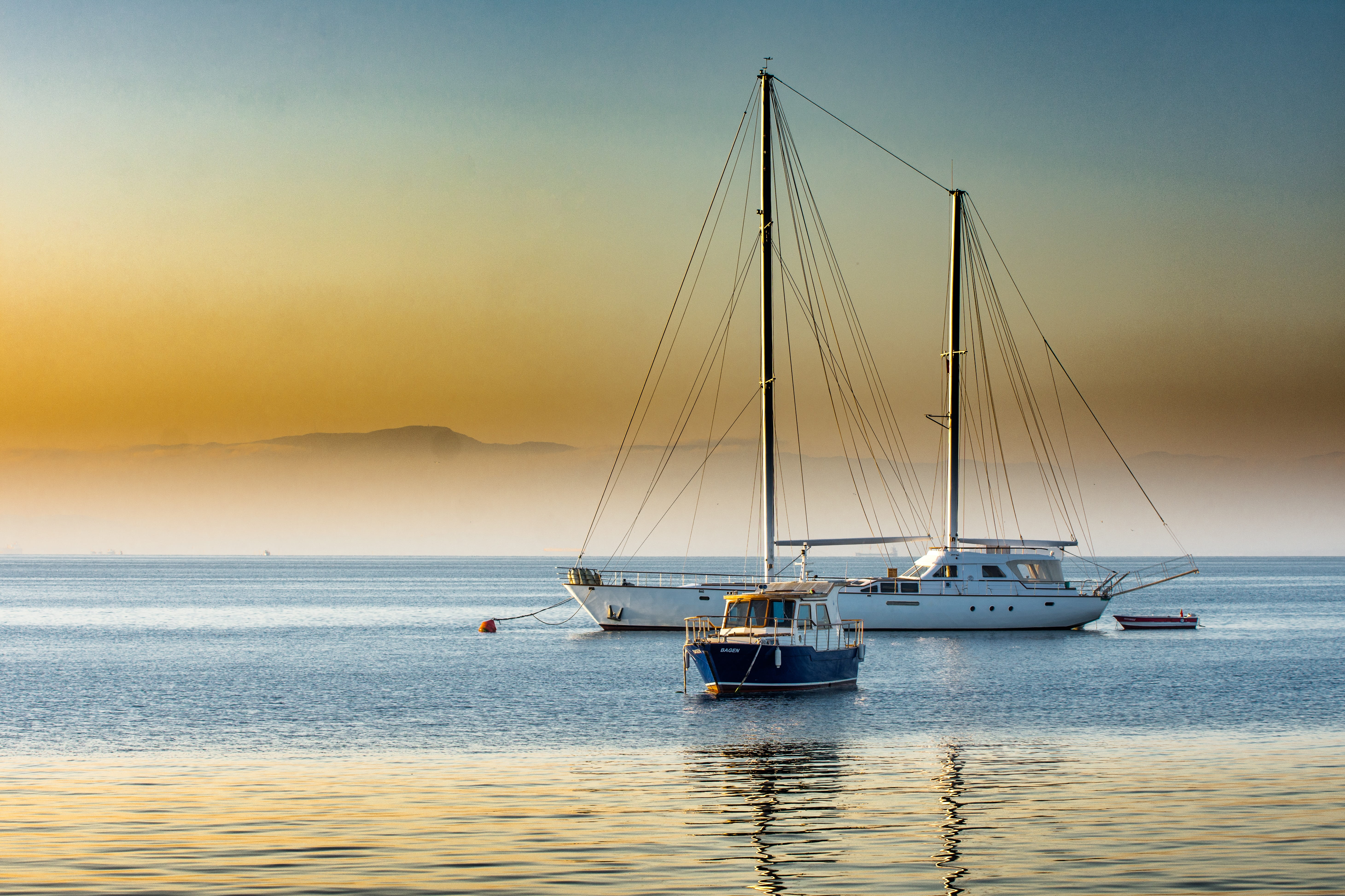 fish, tranquil scene, horizon, water, mode of transportation, boat, bay, outdoors, tuzla bay, horizon over water, sunset, sky, sailboat, scenics - nature, HD Wallpaper