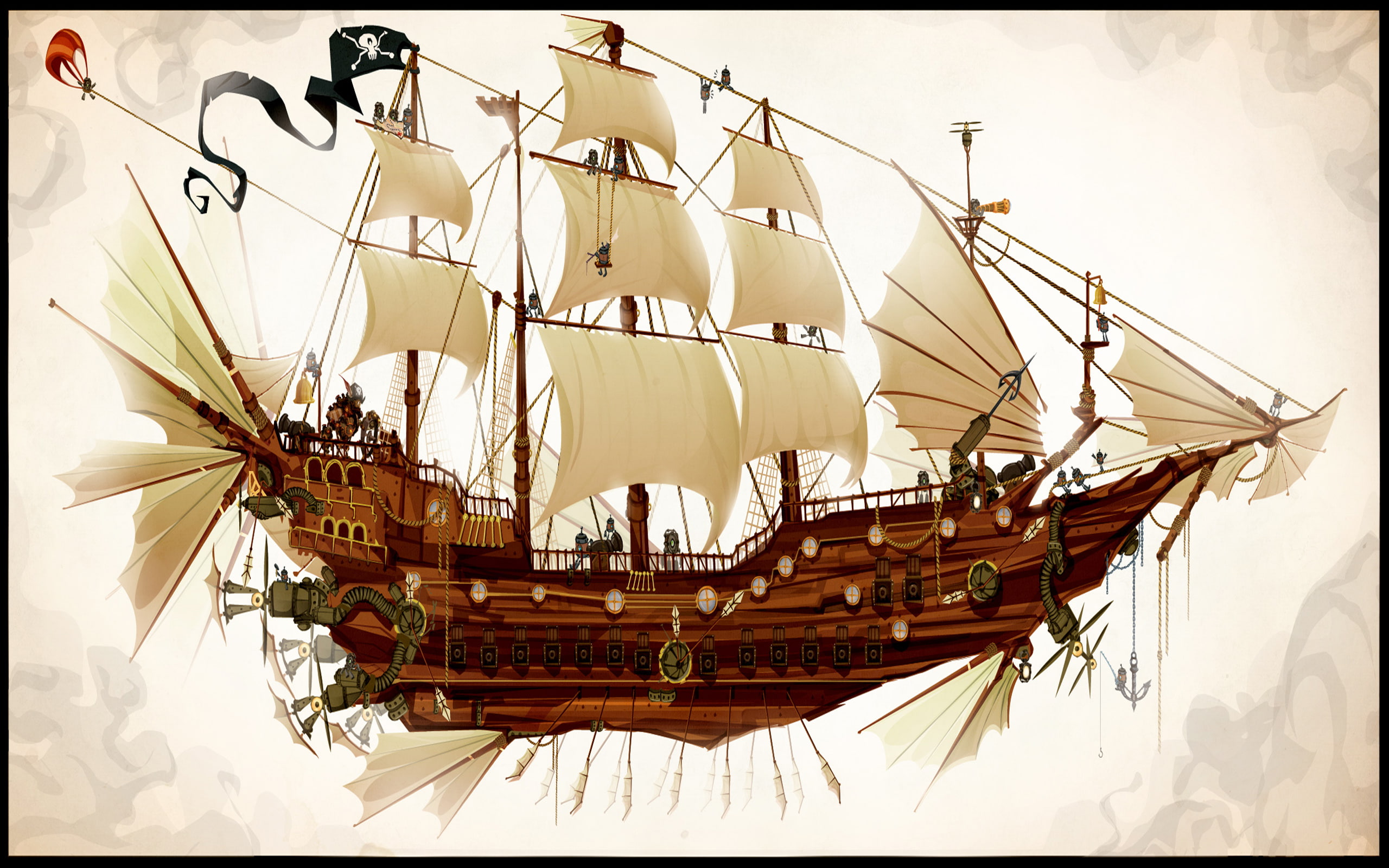 chasingartwork, 2K, pirateship, clockwork, HD Wallpaper