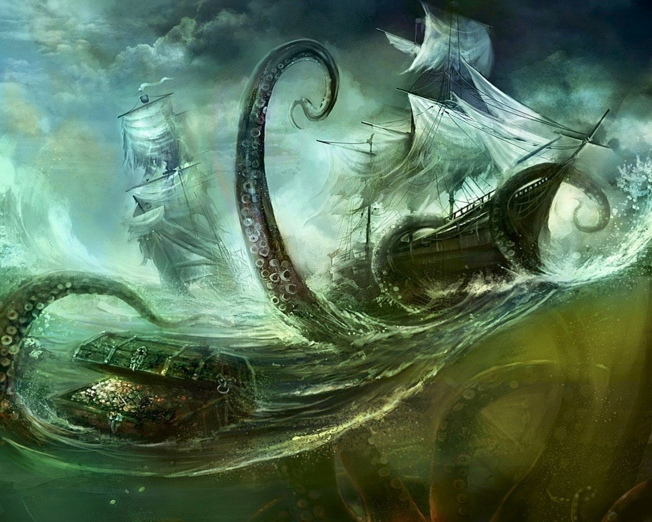 animal, fish, water, marine, sea, underwater, no people, Kraken, animal wildlife, 720P, frozen, animals in the wild, undersea, animal themes, Fantasy, HD Wallpaper