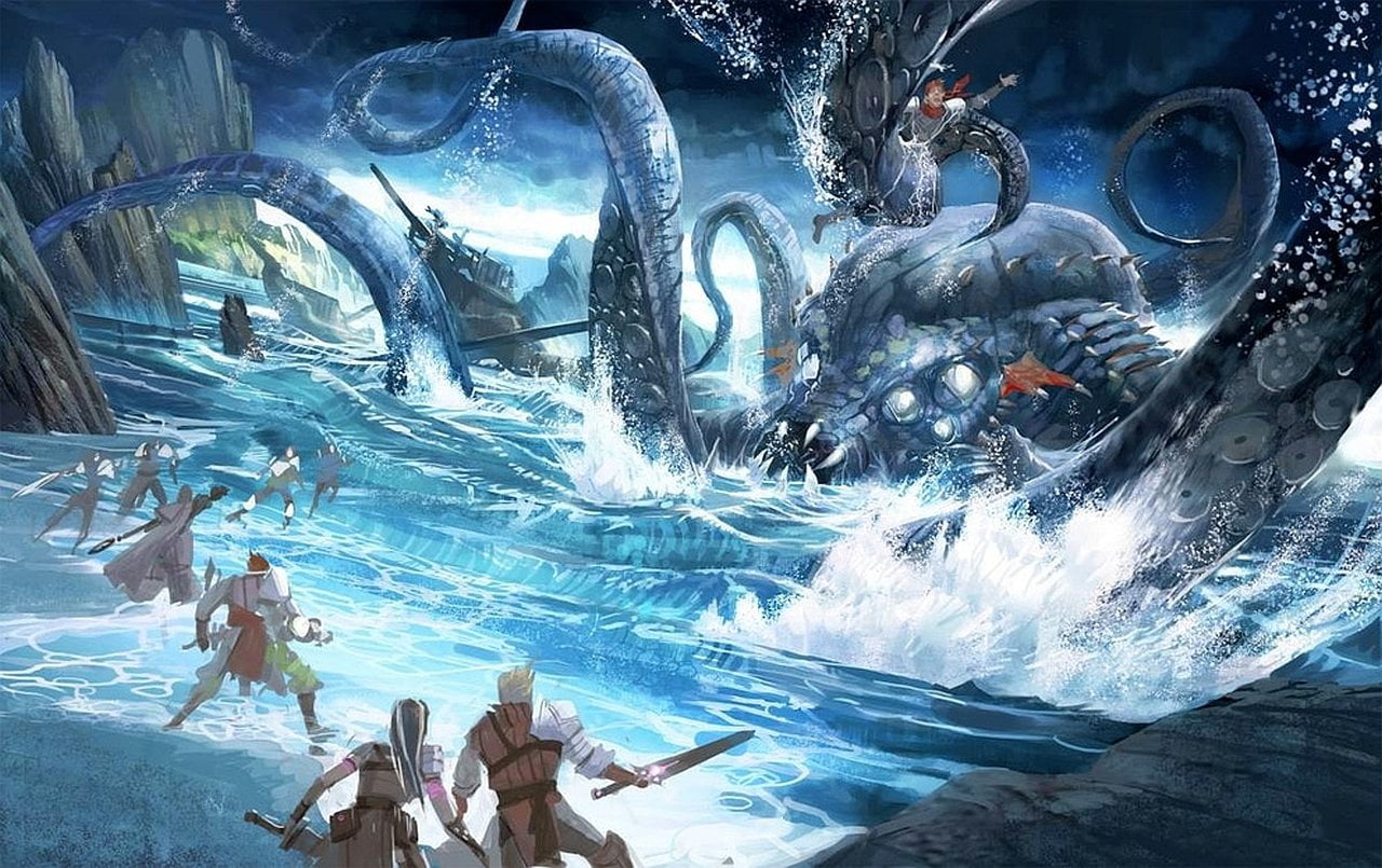 animals in the wild, women, Fantasy, men, outdoors, group of people, nature, real people, leisure activity, sea, aquarium, swimming, tank, lifestyles, Kraken, HD Wallpaper