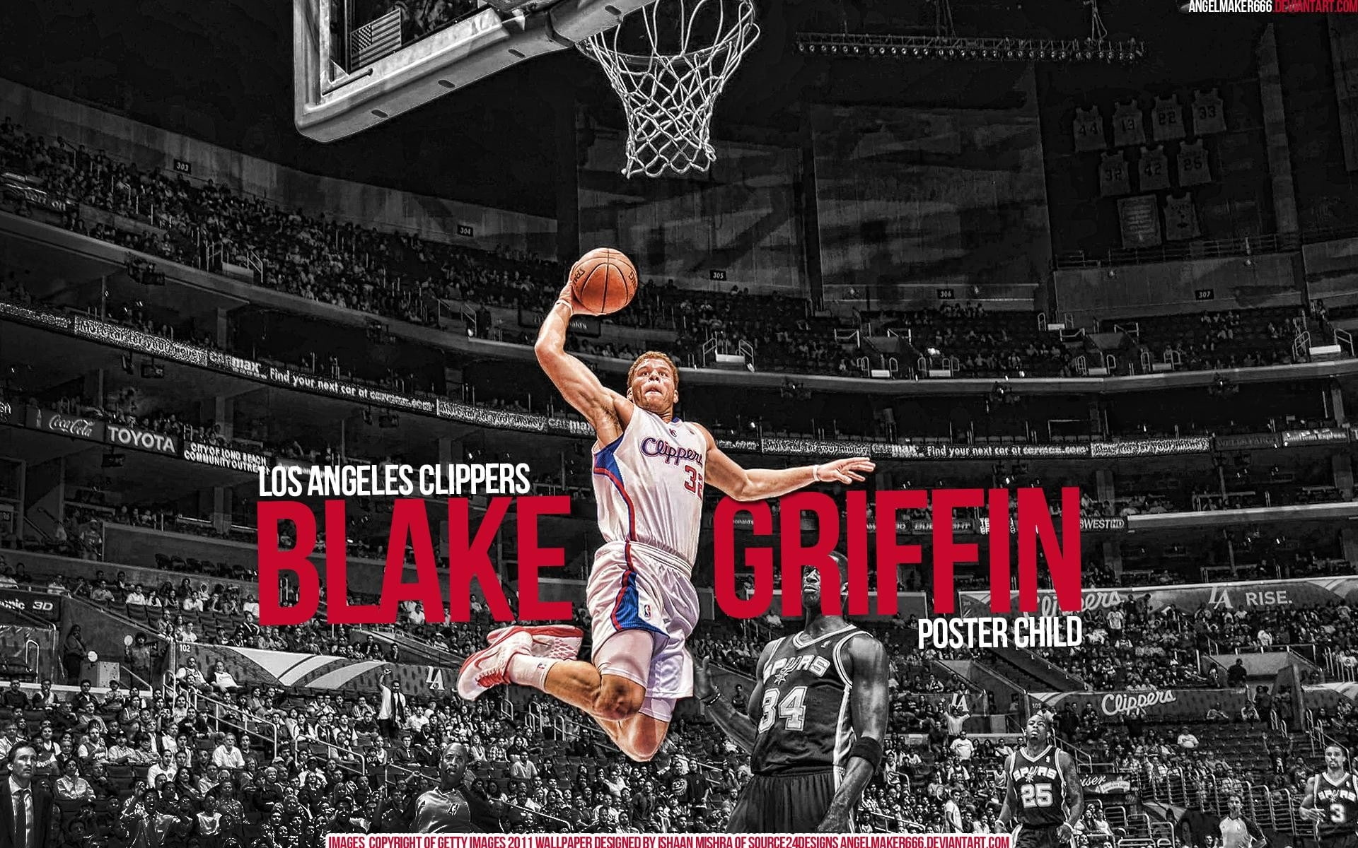 1080P, versus, NBA, griffin, widescreen, art, los, Blake Griffin, blake, hd, basketball, Dunk, angeles, sports, Los Angeles Clippers, clippers, HD Wallpaper