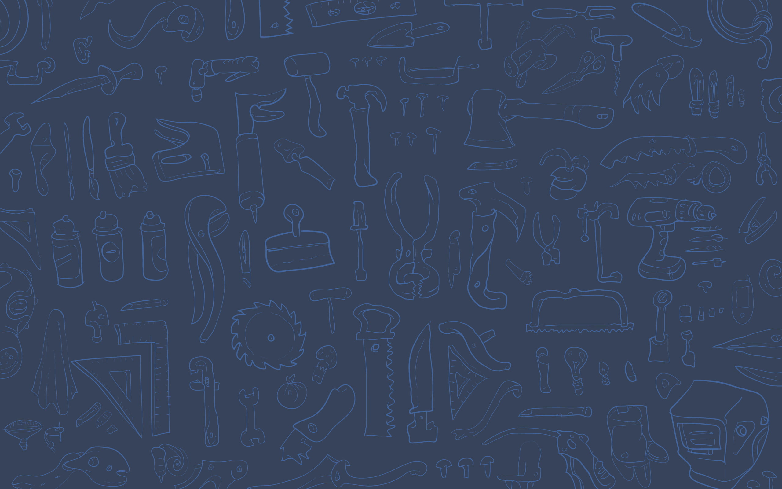 gas mask, technology, handheld, lot, directly above, sign, knife, collection, Saw, drawing - Activity, sketch, vector, light bulb, art, blue, backgrounds, HD Wallpaper