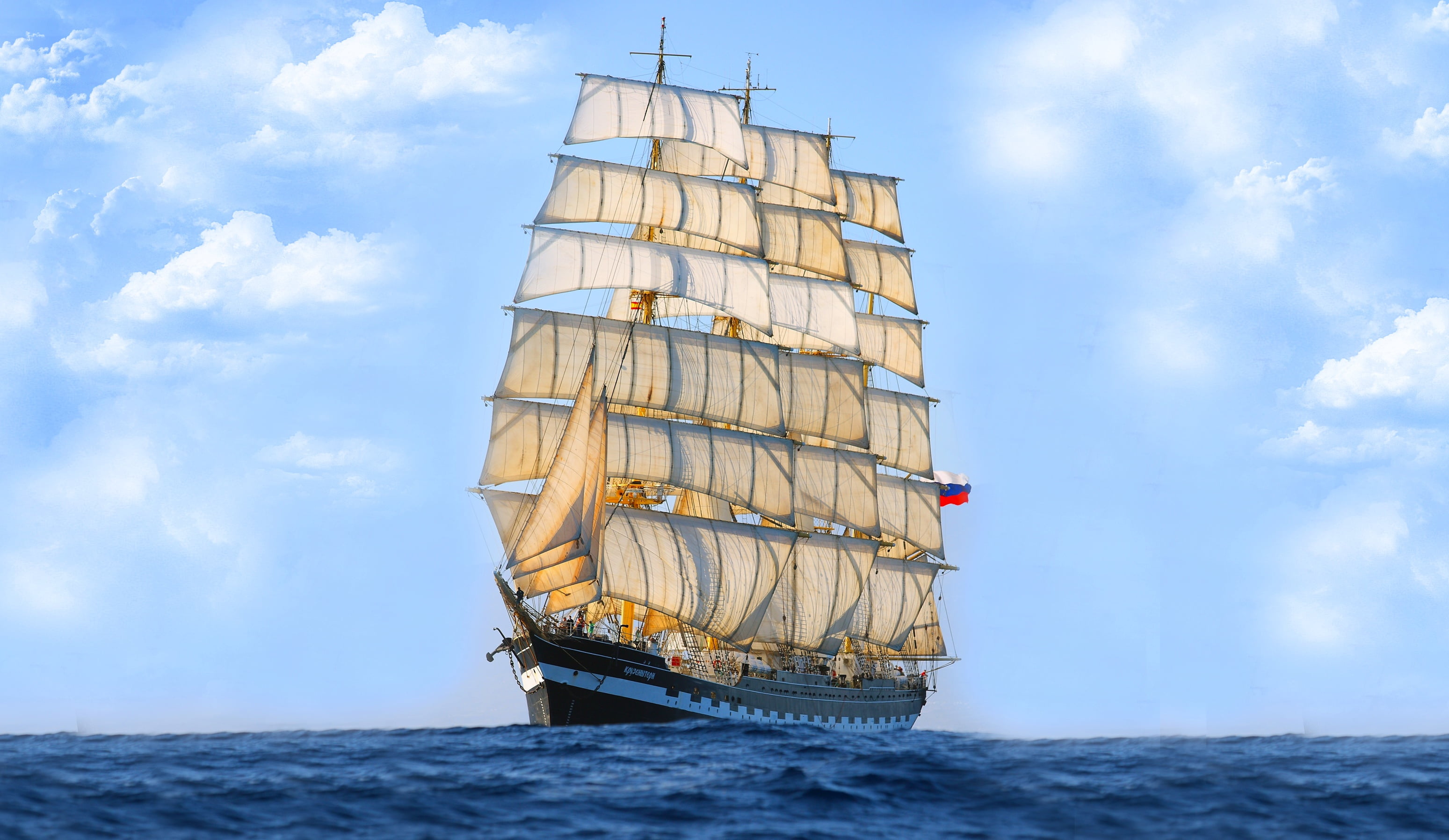 barque, sailing ship, clipper, 2K, HD Wallpaper