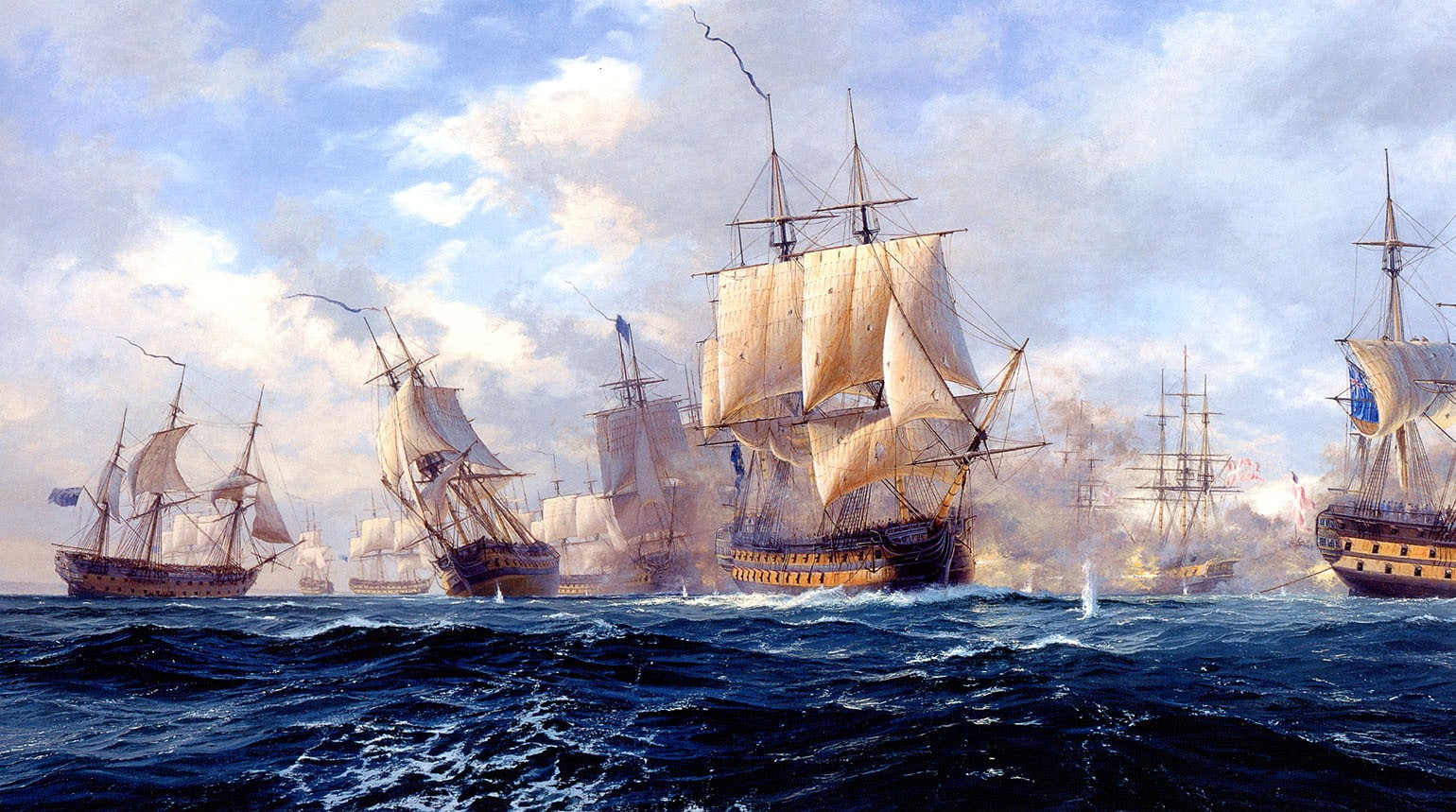 ocean battle, sailing ship, 720P, artwork, ship, sea, HD Wallpaper