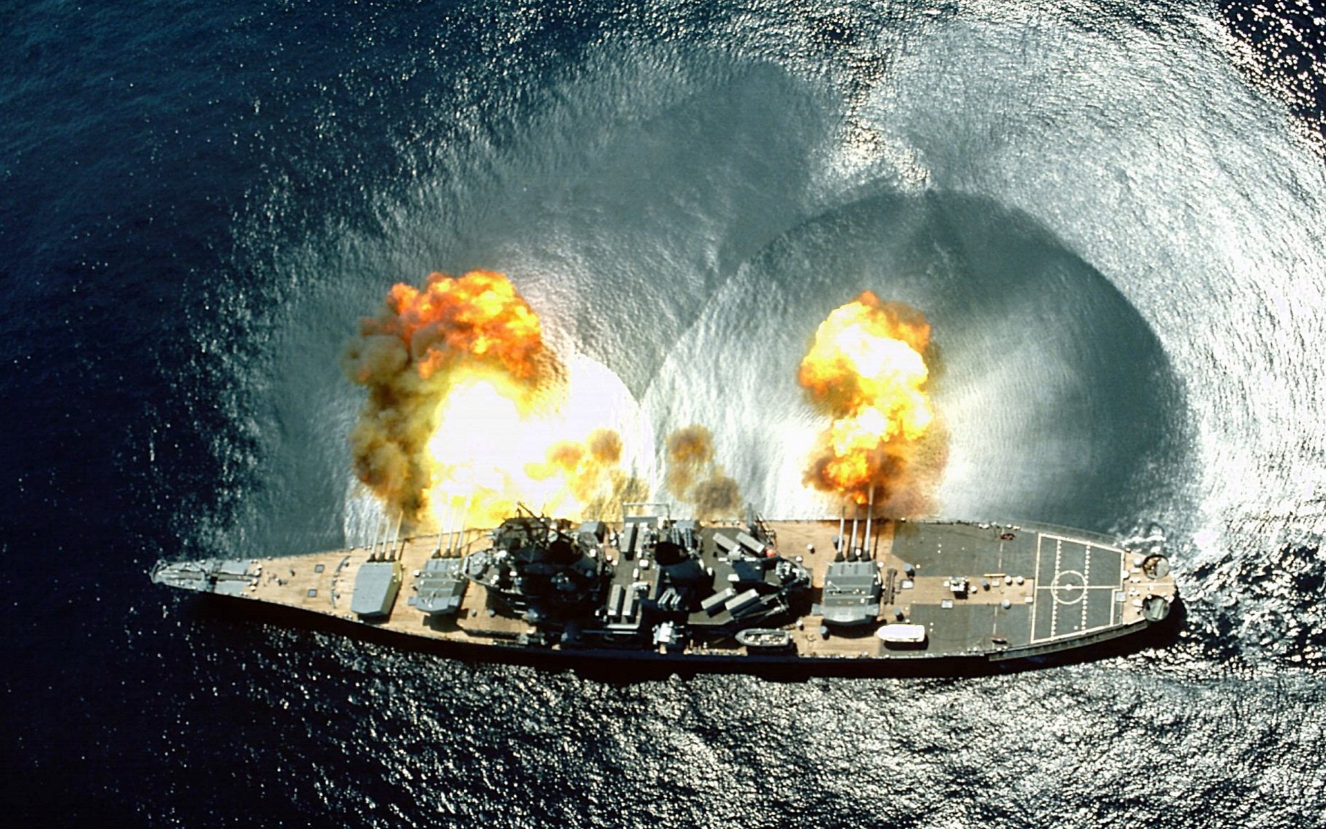 violence, Warships, weapon, military, transportation, water, nature, USS Iowa (BB-61), government, high angle view, war, fighting, 1080P, armed forces, HD Wallpaper