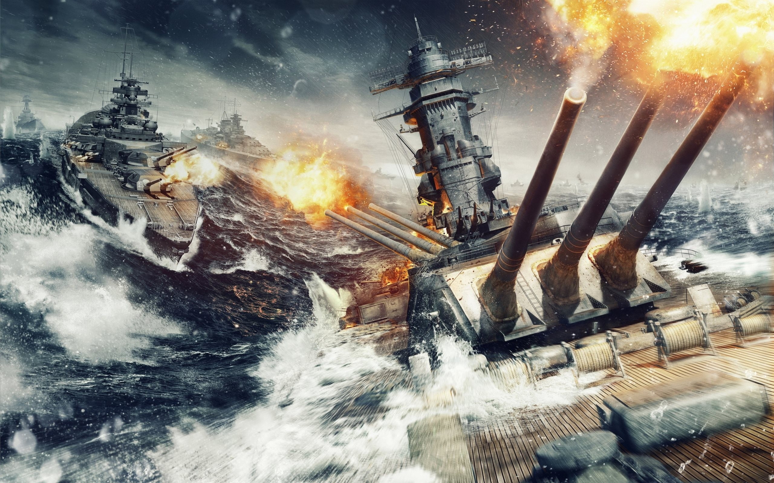 ship, World of Warships, sea, 2K, battle, HD Wallpaper