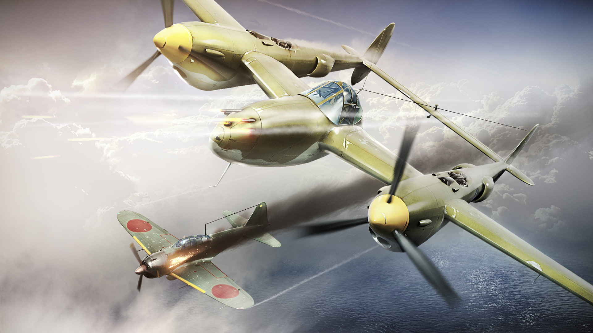 downed A6M Reisen Zero, sea, aircraft, WW2, plane, airplane, no people, day, lake, the sky, motion, heavy, fighter, Lockheed P-38 andquot;lightningandquot;, HD Wallpaper