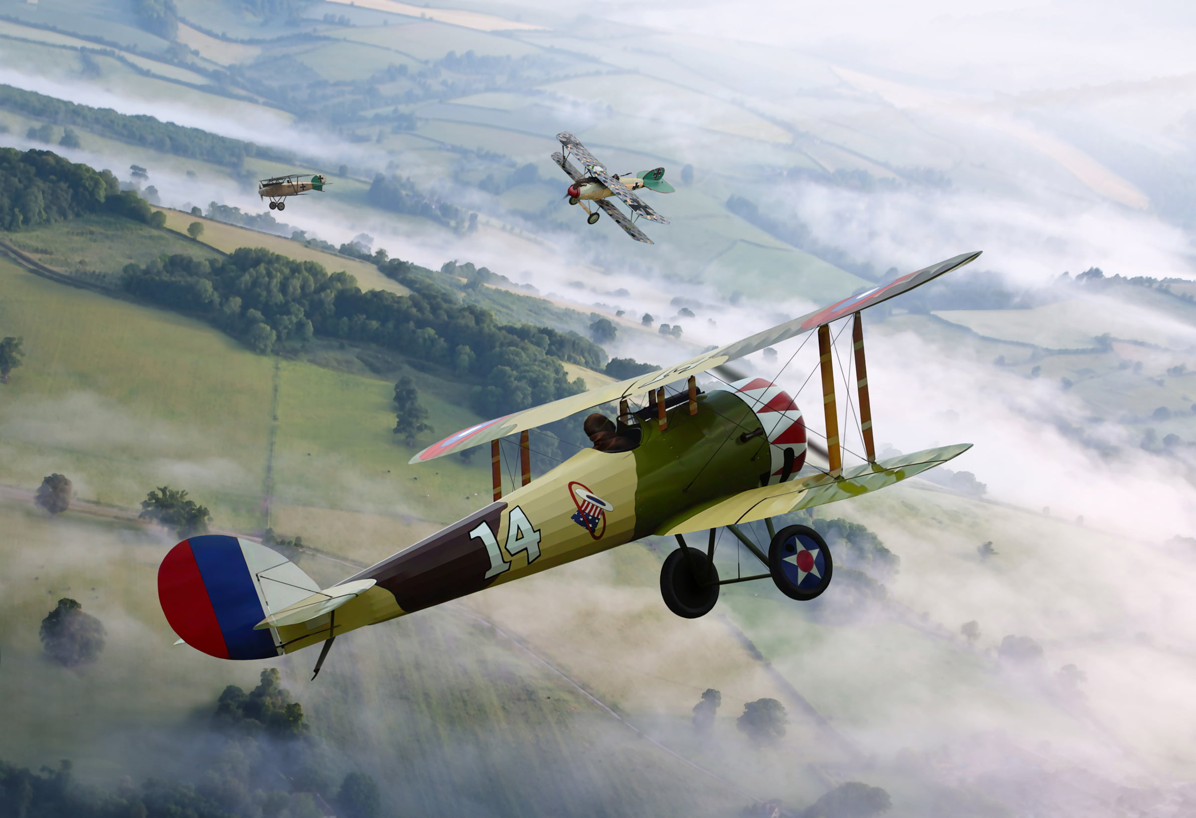 Albatros, aerospace industry, military, sky, air, army, green, De Havilland D.H.5, on the move, German, airplane, outdoors, biplane, military airplane, HD Wallpaper