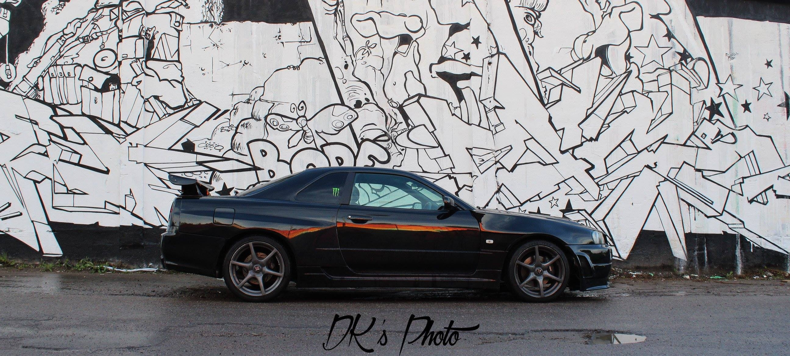 skyline, text, Nissan Skyline R34, abandoned, damaged, motor vehicle, destruction, mode of transportation, Nissan Skyline GT-R R34, car, 2K, sports car, HD Wallpaper