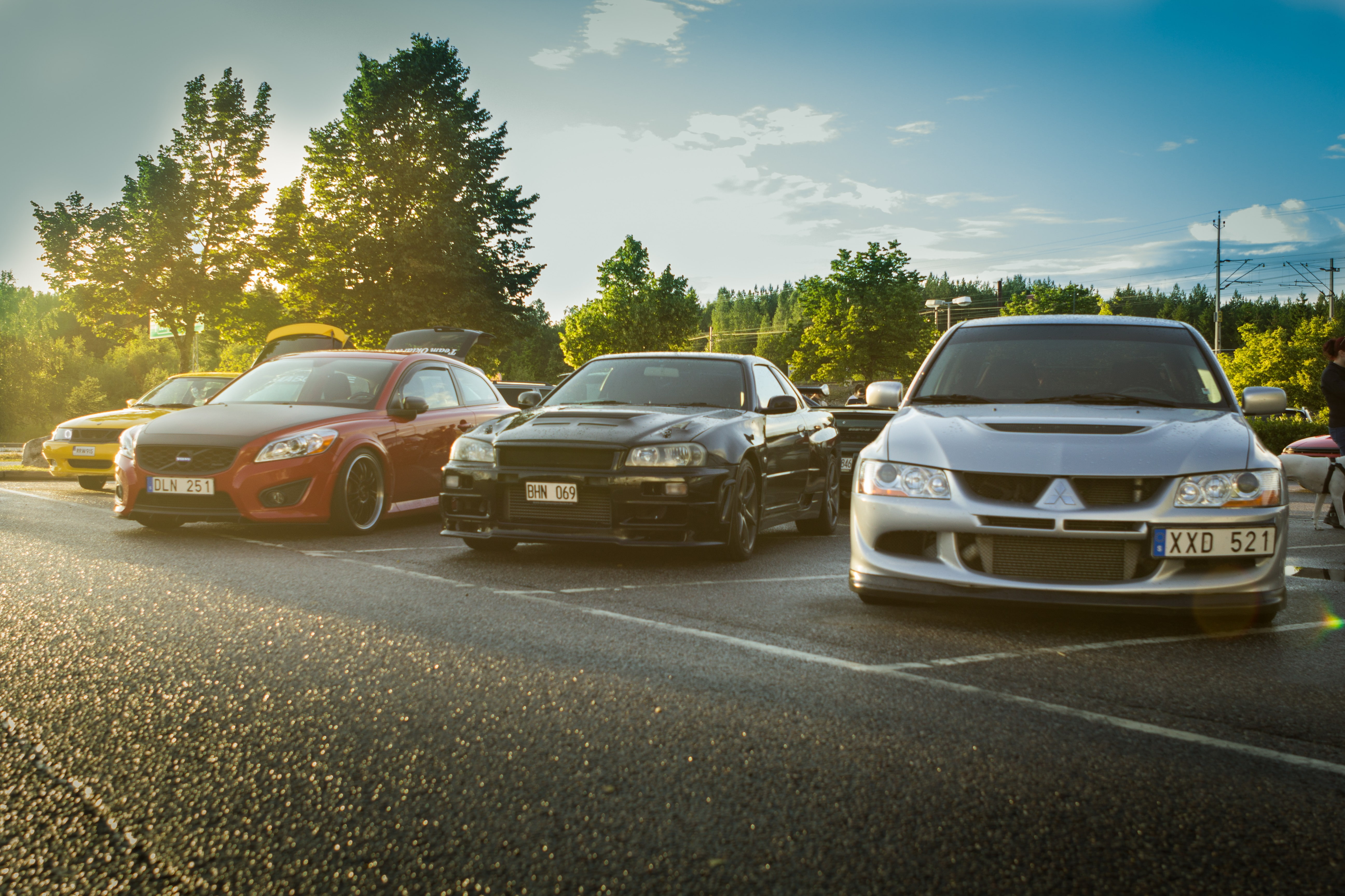 Nissan, Lancer Evolution VIII, Black Pearl, Nissan Skyline R34, skyline, 5K, Nissan Skyline GT-R R34, HD Wallpaper