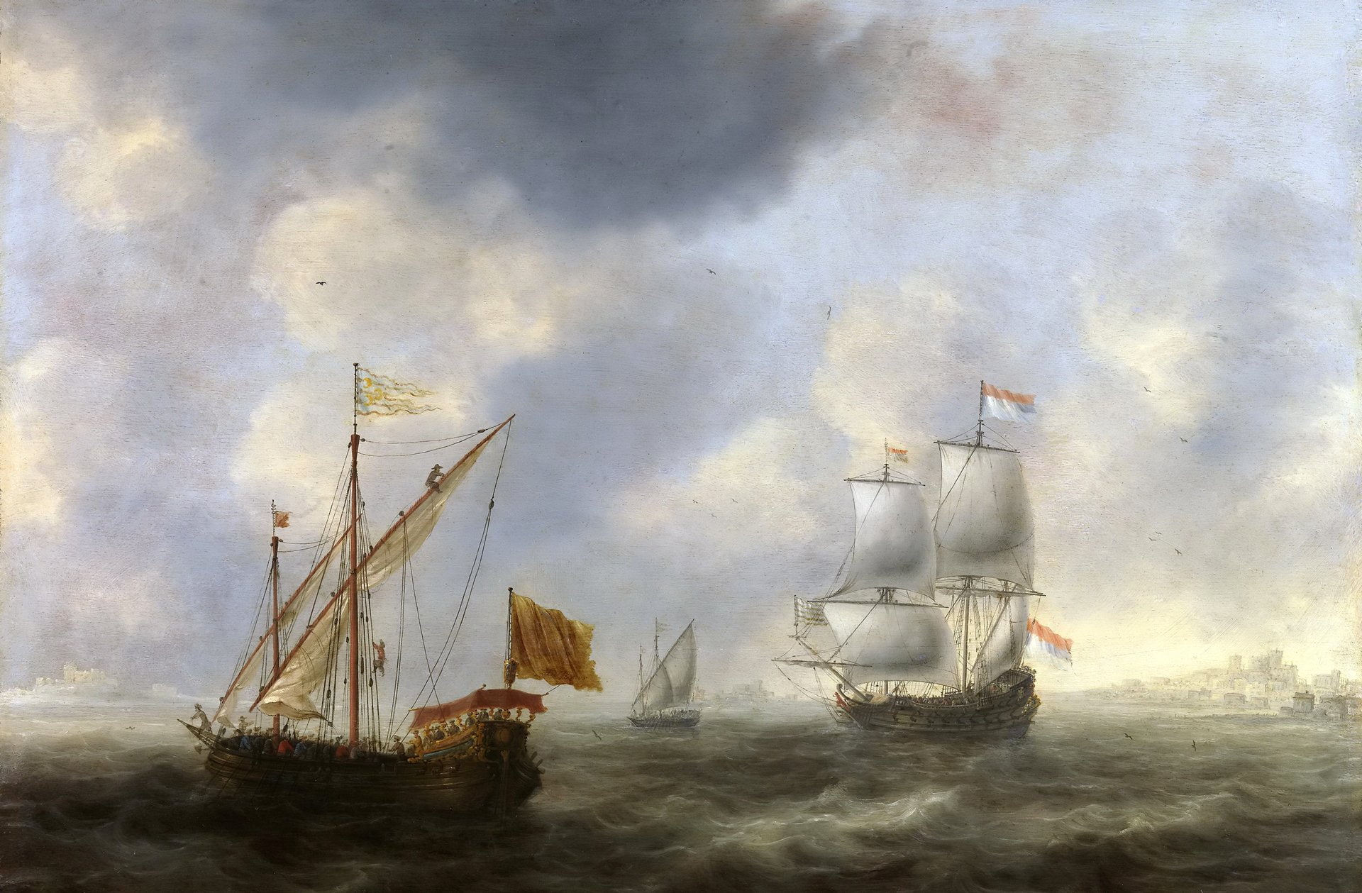 1080P, Seascape, Caravel, Painting, Frigate, Artistic, Ship, Sloop, HD Wallpaper
