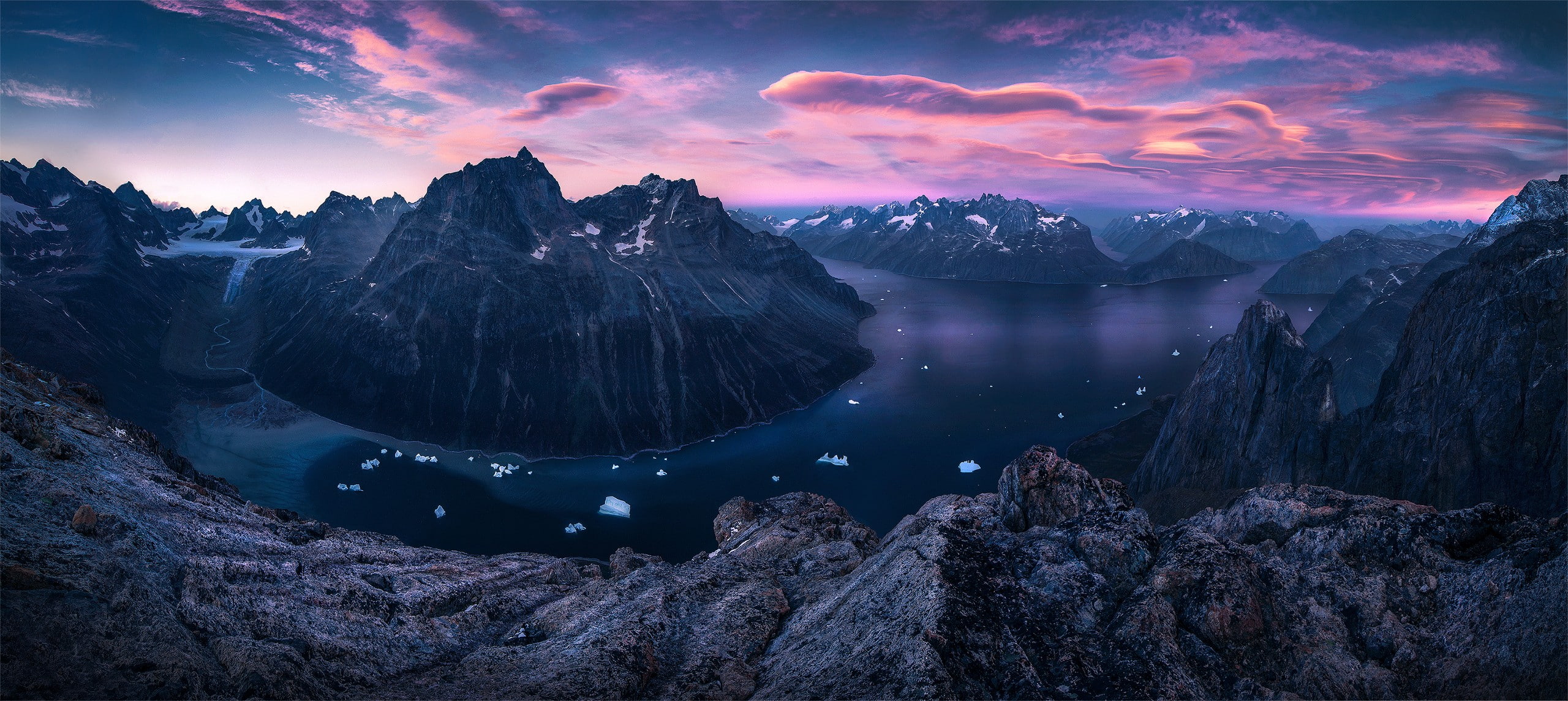 glaciers, landscape, Greenland, 2K, nature, bay, HD Wallpaper