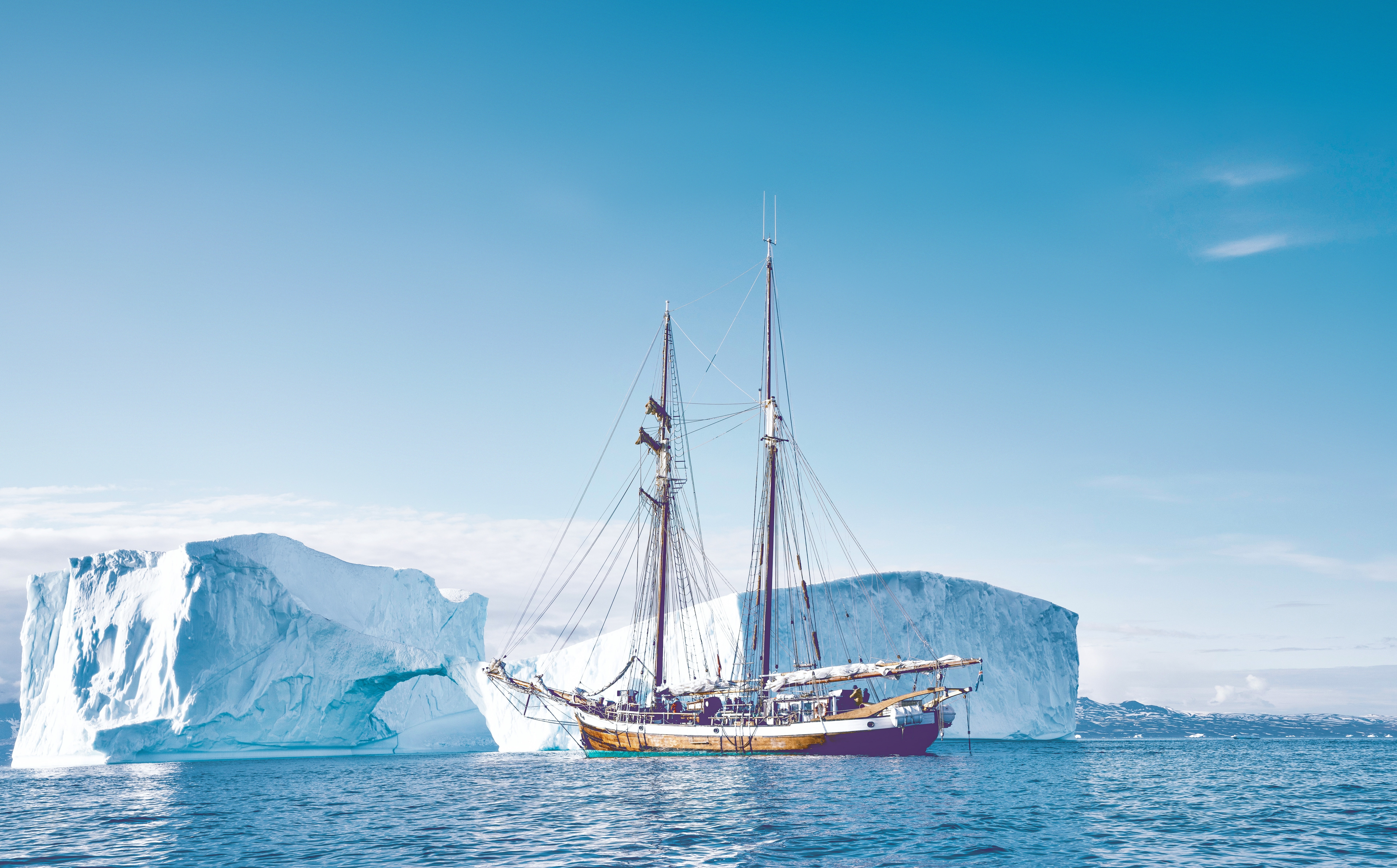 amazingplaces, Ship, Denmark, 8K, Sail, Explore, greenland, sailingship, icebergs, Travel, sailing, iceberg, Europe, HD Wallpaper