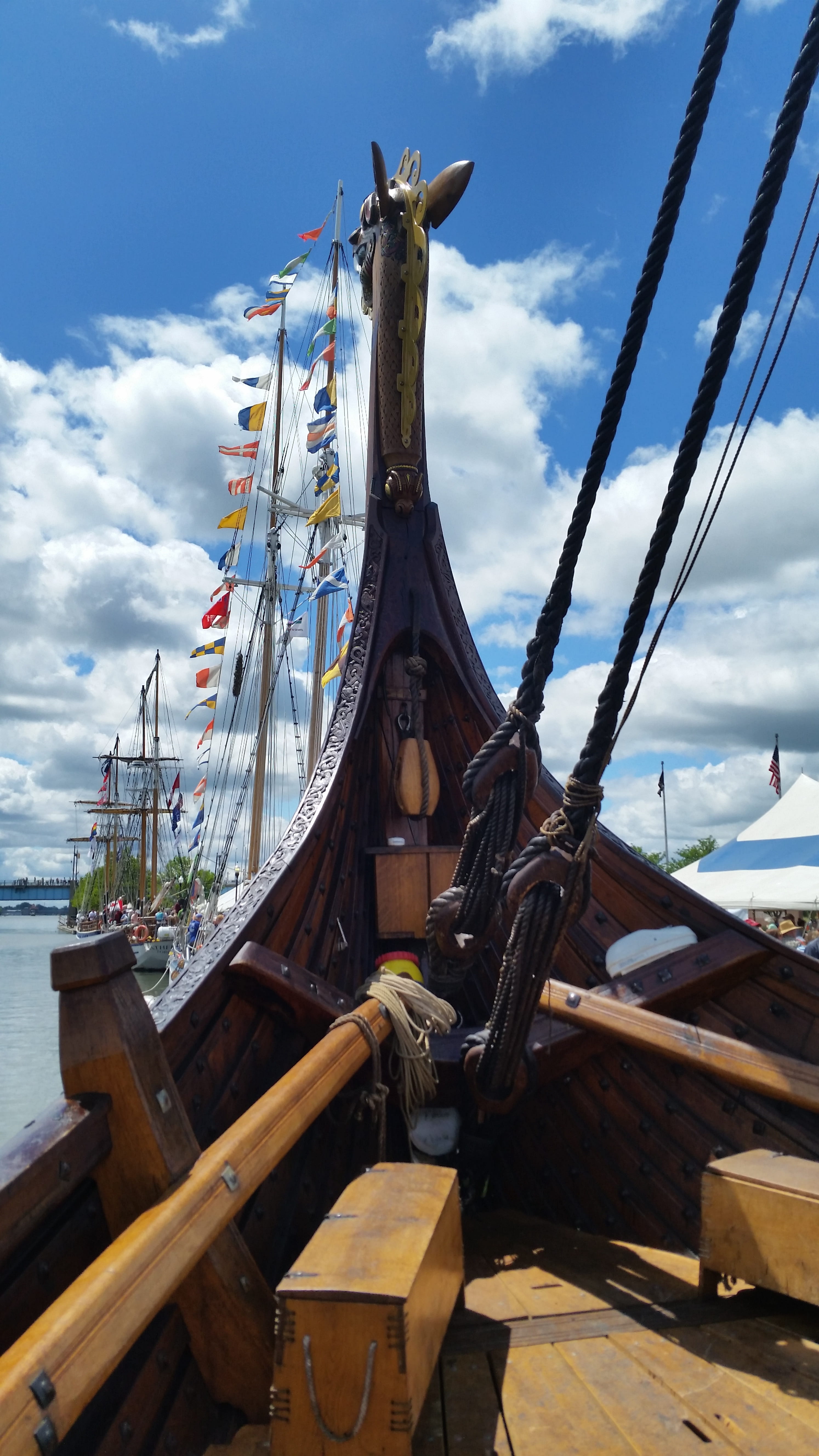 boat, mode of transportation, war, nature, moored, sea, transportation, architecture, cloud - sky, north, outdoors, no people, draken, longboat, ancient, Phone HD Wallpaper