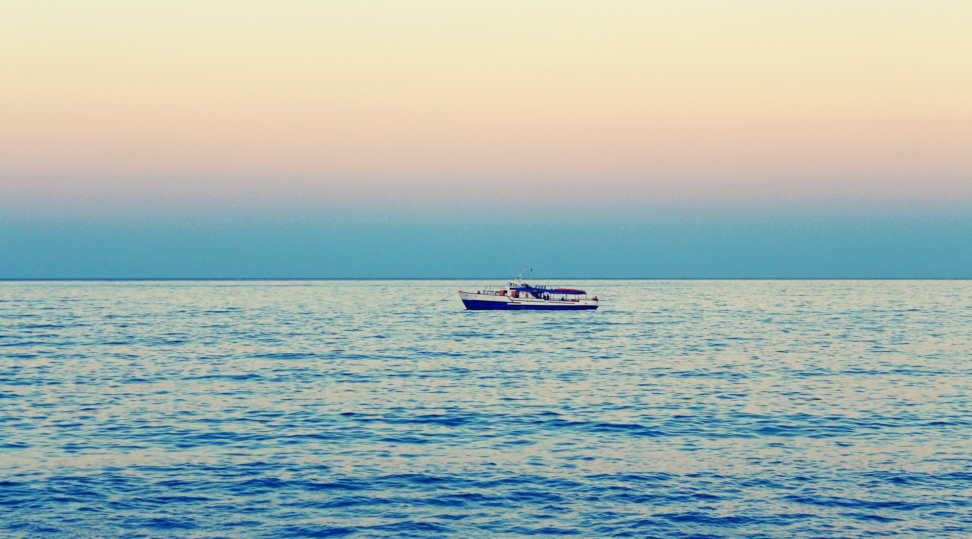 blue, sea, white, sky, sunset, mode of transportation, outdoors, body, horizon, scenics - nature, ship, beauty in nature, boat, 1080P, journey, tranquil scene, HD Wallpaper
