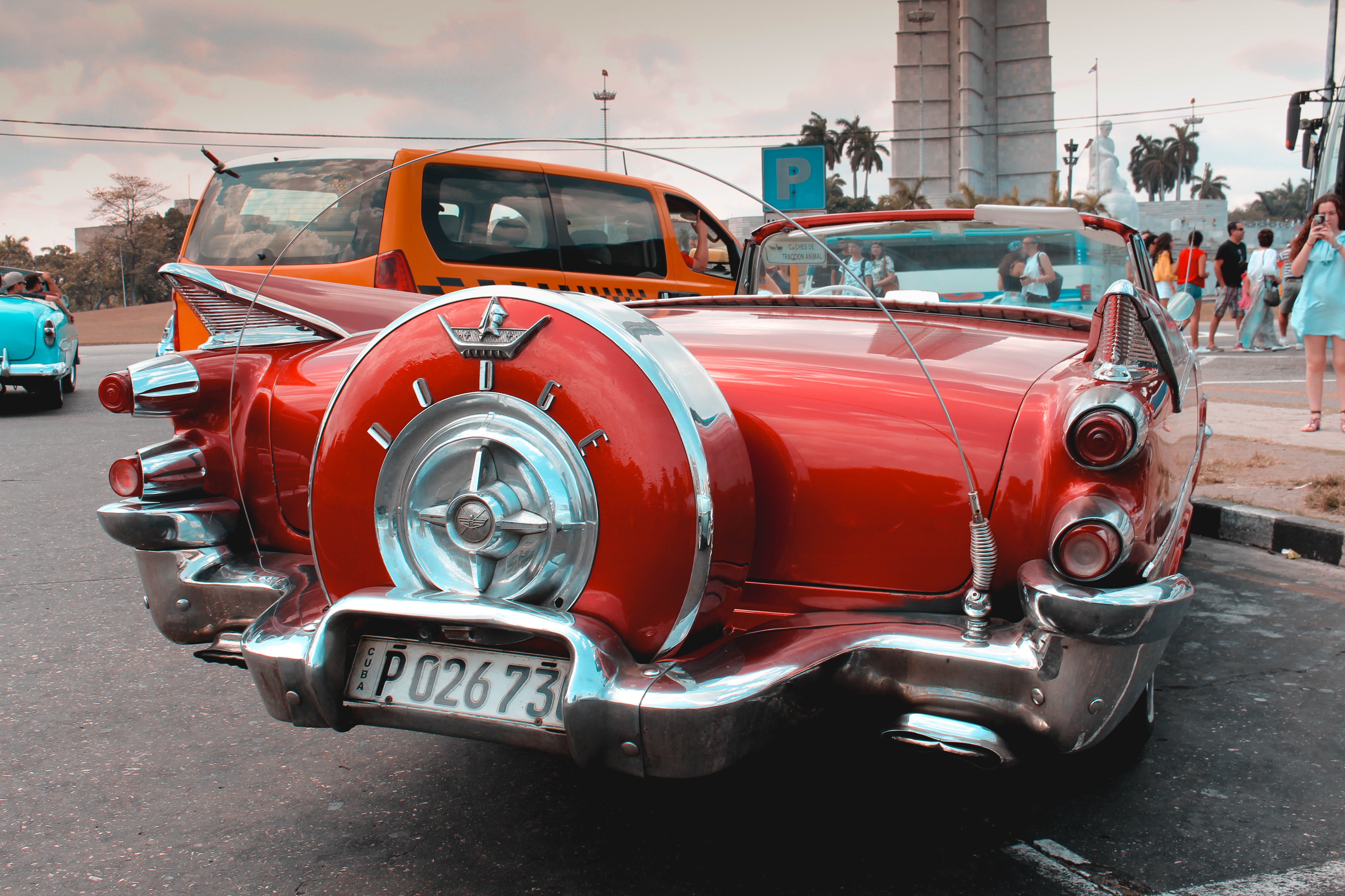 architecture, motor vehicle, vintage car, usa, street, havana, mode of transportation, red, travel, canon eos, old, canon 700d, retro styled, road, day, HD Wallpaper