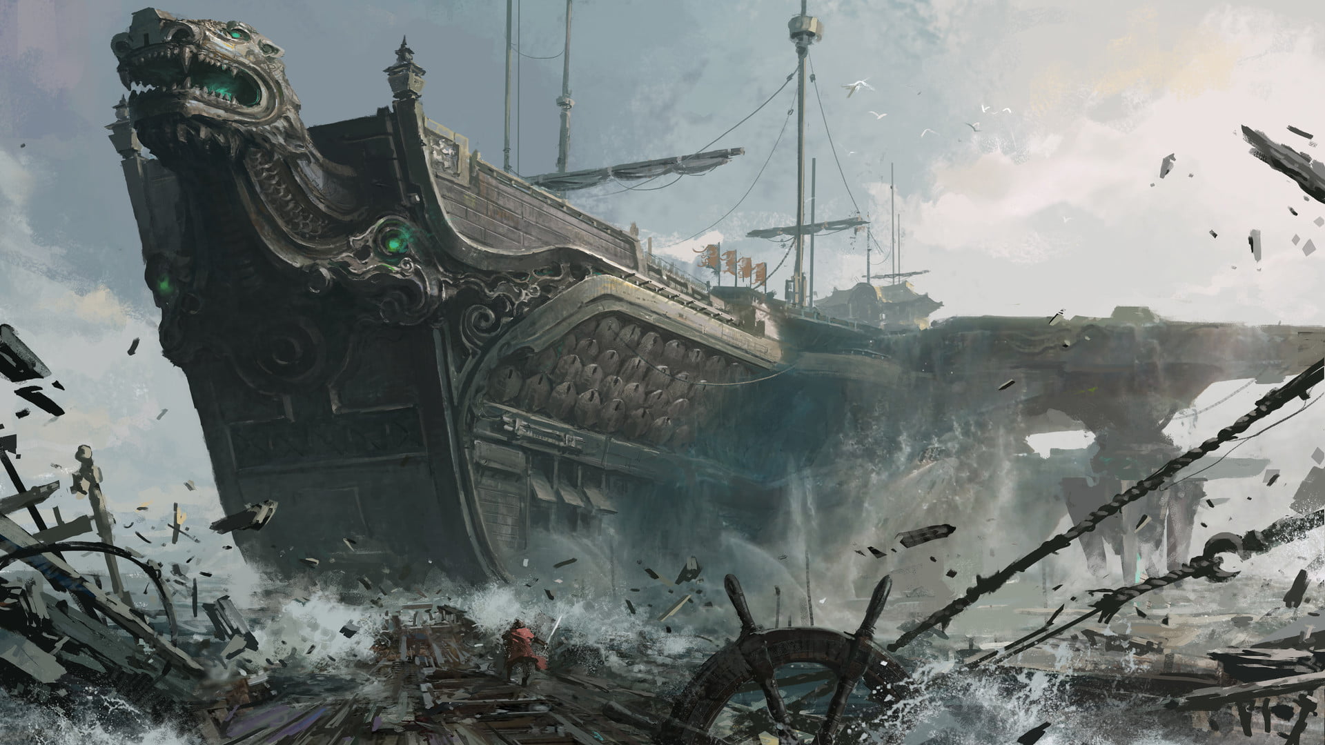 Naval, 1080P, Fantasy, Ship, HD Wallpaper
