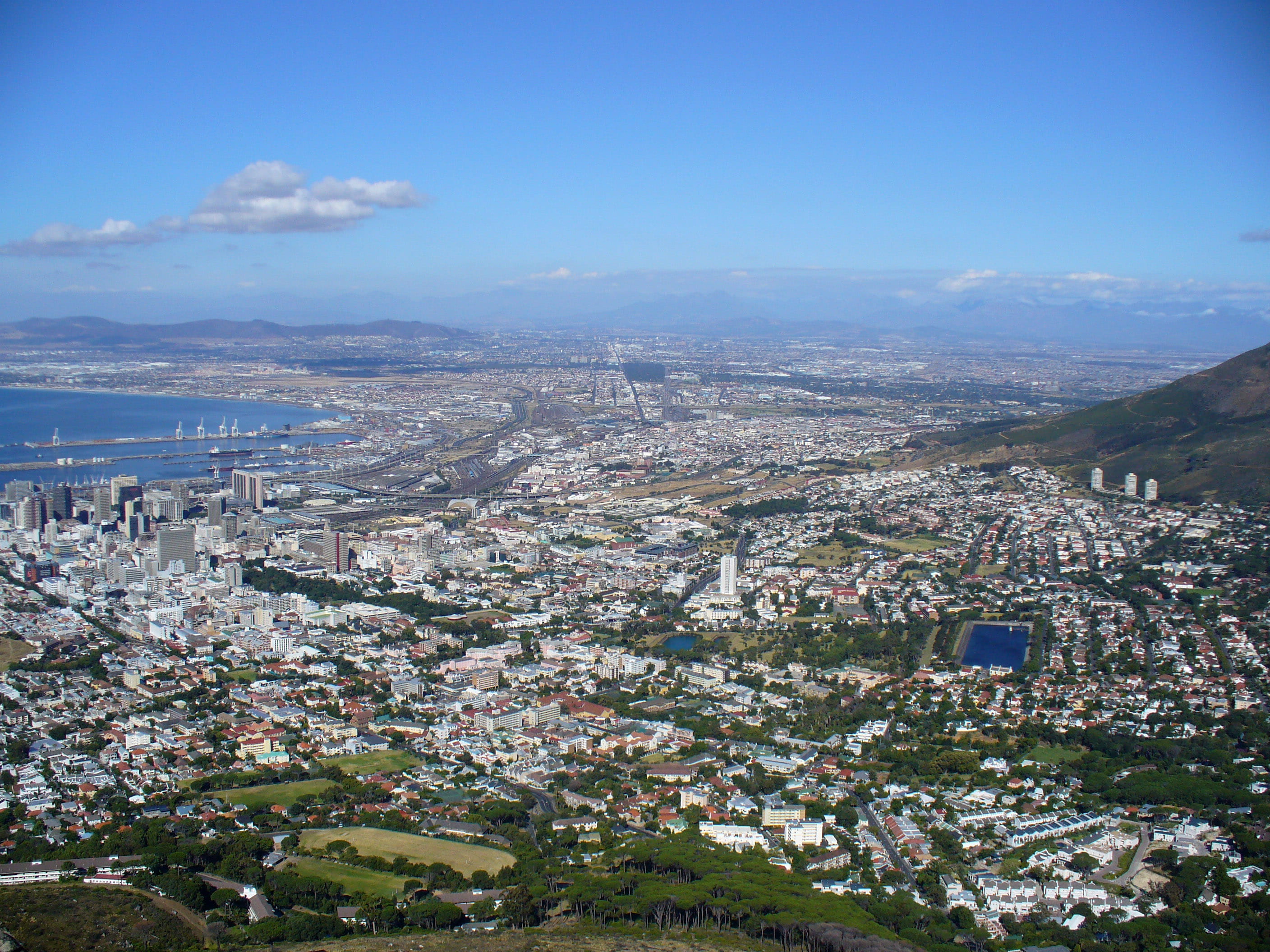 cape, sky, public domain, nature, Cape Town, architecture, outdoors, high angle view, tree, south, City Bowl, photos, capetown, africa, plant, bowl, mountain, HD Wallpaper