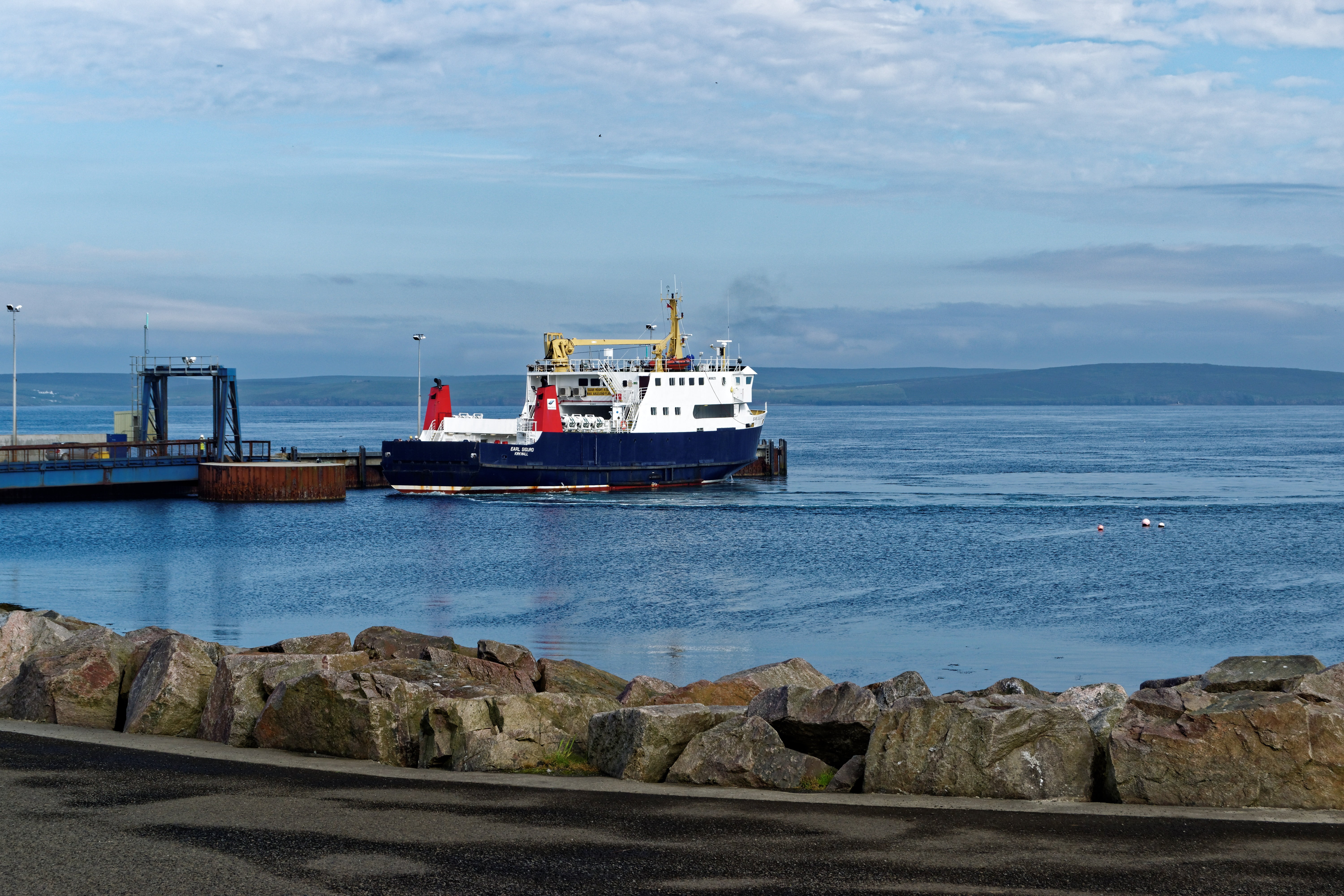 sanday, nautical, transport, ferry, vessel, solid, ferry port, water, harbor, cloud - sky, travel, pier, passenger, port, sunny day, outdoors, nature, bay, HD Wallpaper