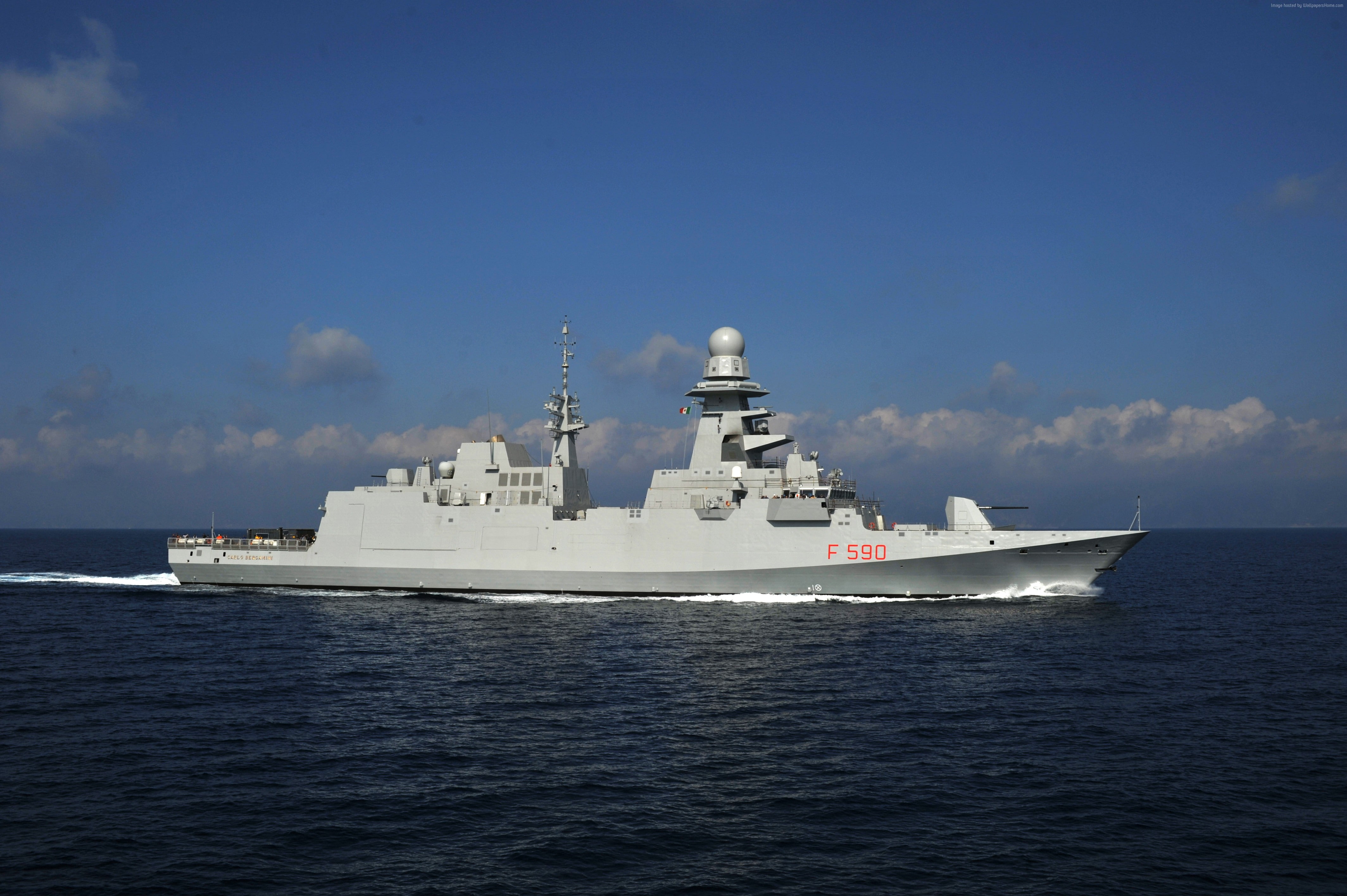 F 590, Italian Navy, Italy, Carlo Bergamini, FREMM, warship, 4K, frigate, HD Wallpaper
