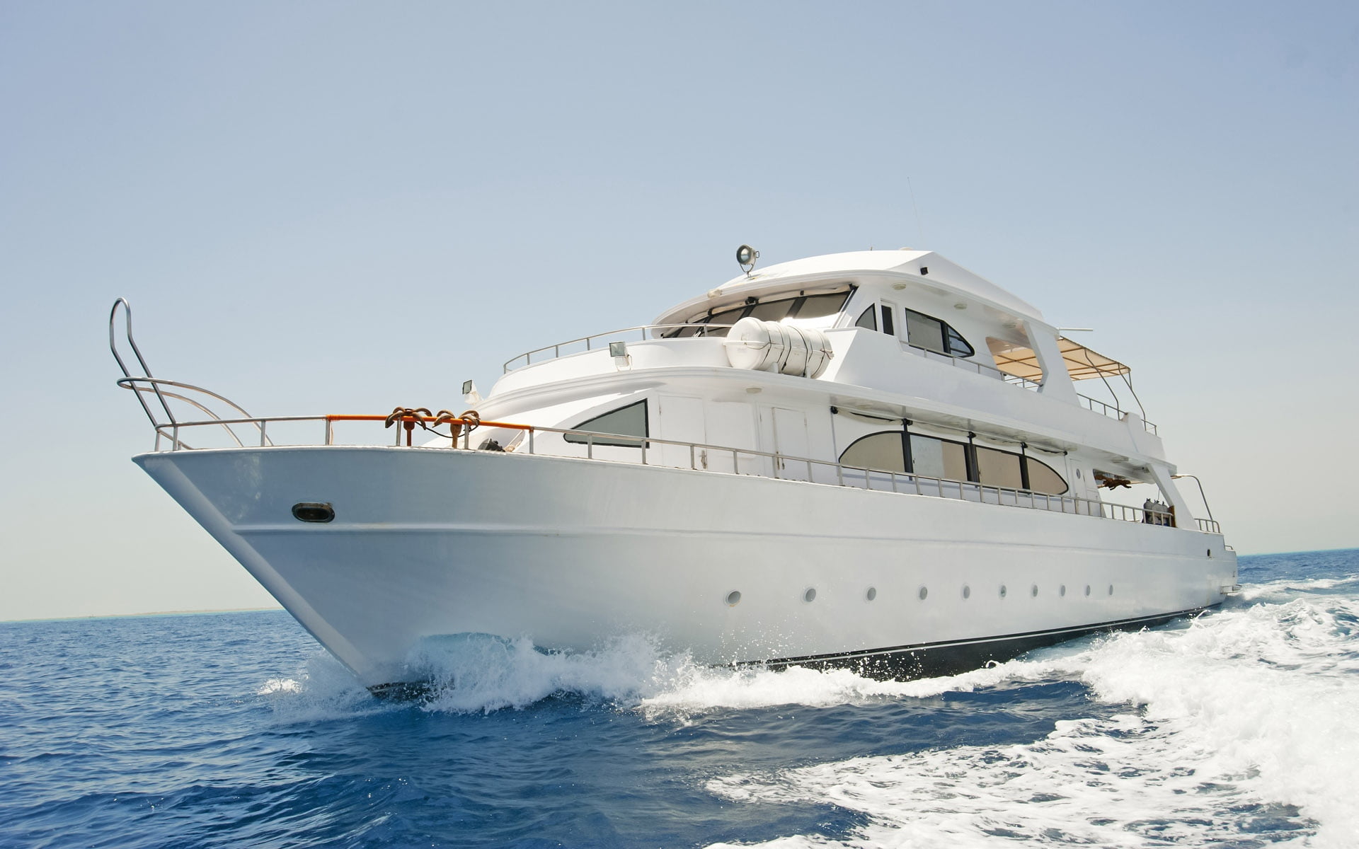 mode of Transport, 1080P, boat Deck, nature, clear sky, blue, outdoors, yacht, swimming, vacations, sea, journey, color Image, water, travel, no People, HD Wallpaper