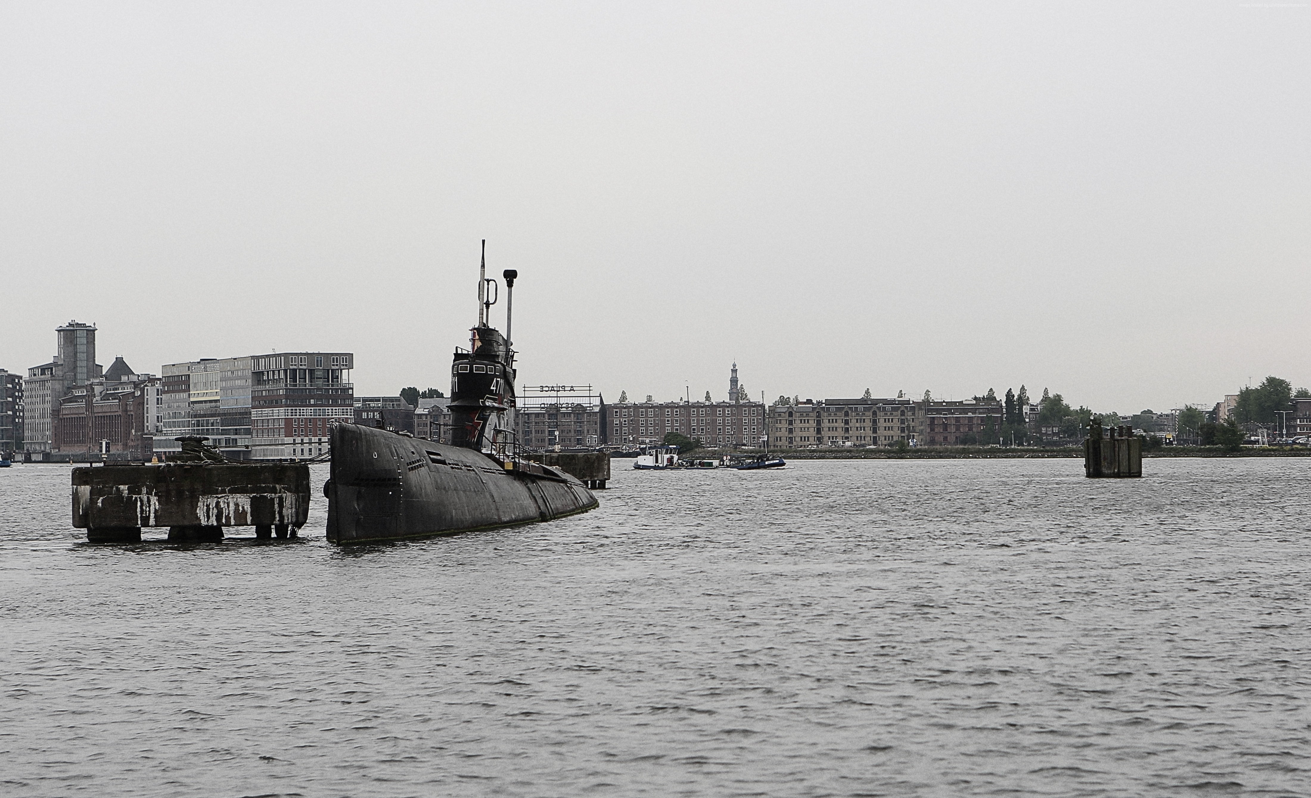 Amsterdam, military, sea, port, submarine, 4K, Royal Netherlands Navy, HD Wallpaper