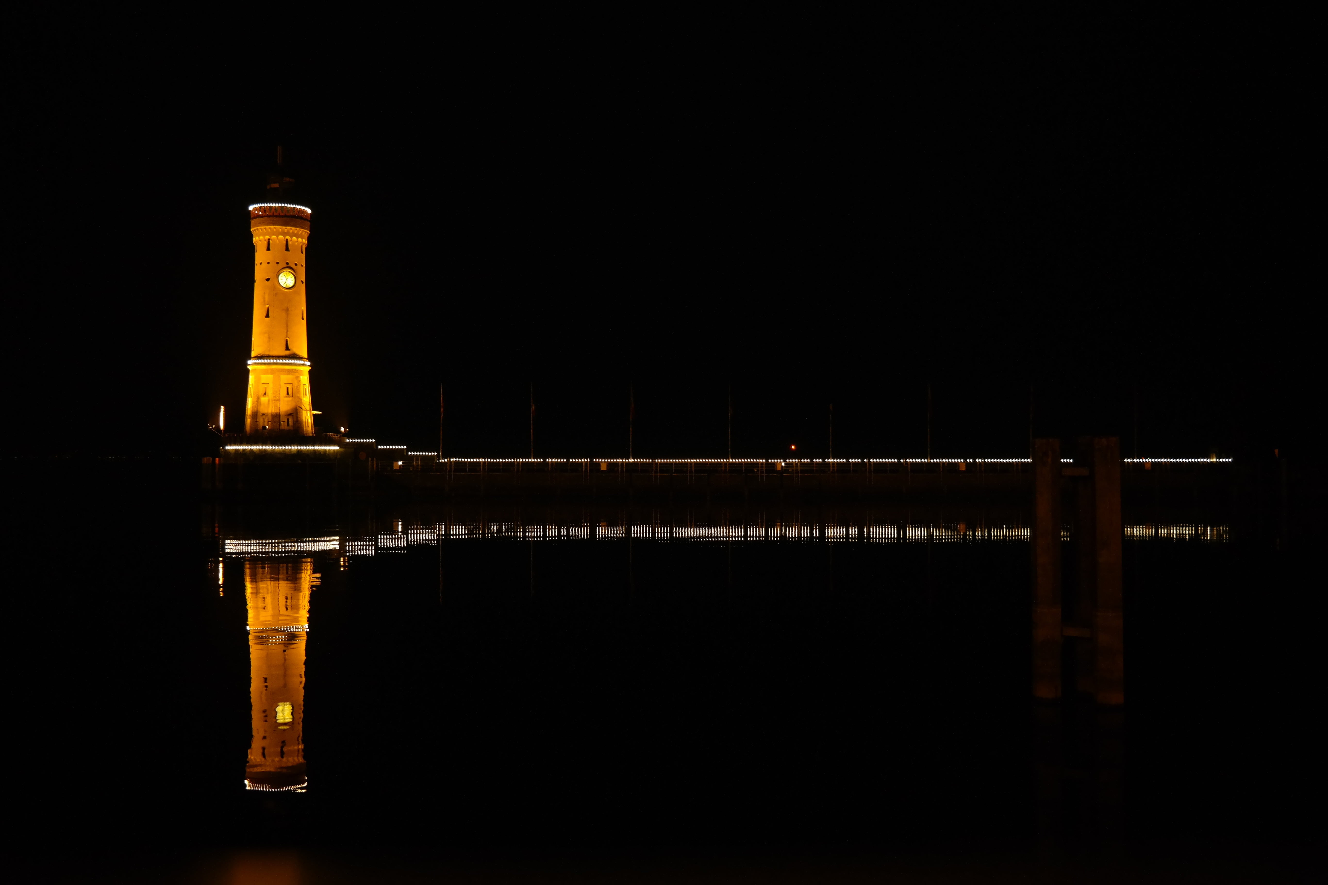 architecture, bank, new lighthouse, island, port, shipping, tourism, built structure, mirroring, nightlife, bavaria, holiday, germany, lighthouse, tower, HD Wallpaper