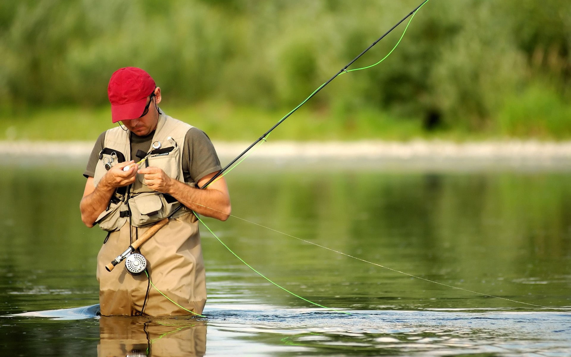 holding, leisure Activity, fly-fishing, nature, river, copy Space, freshwater Fishing, s, outdoors, uniform, vacations, rod, men, catching, caucasian Ethnicity, HD Wallpaper