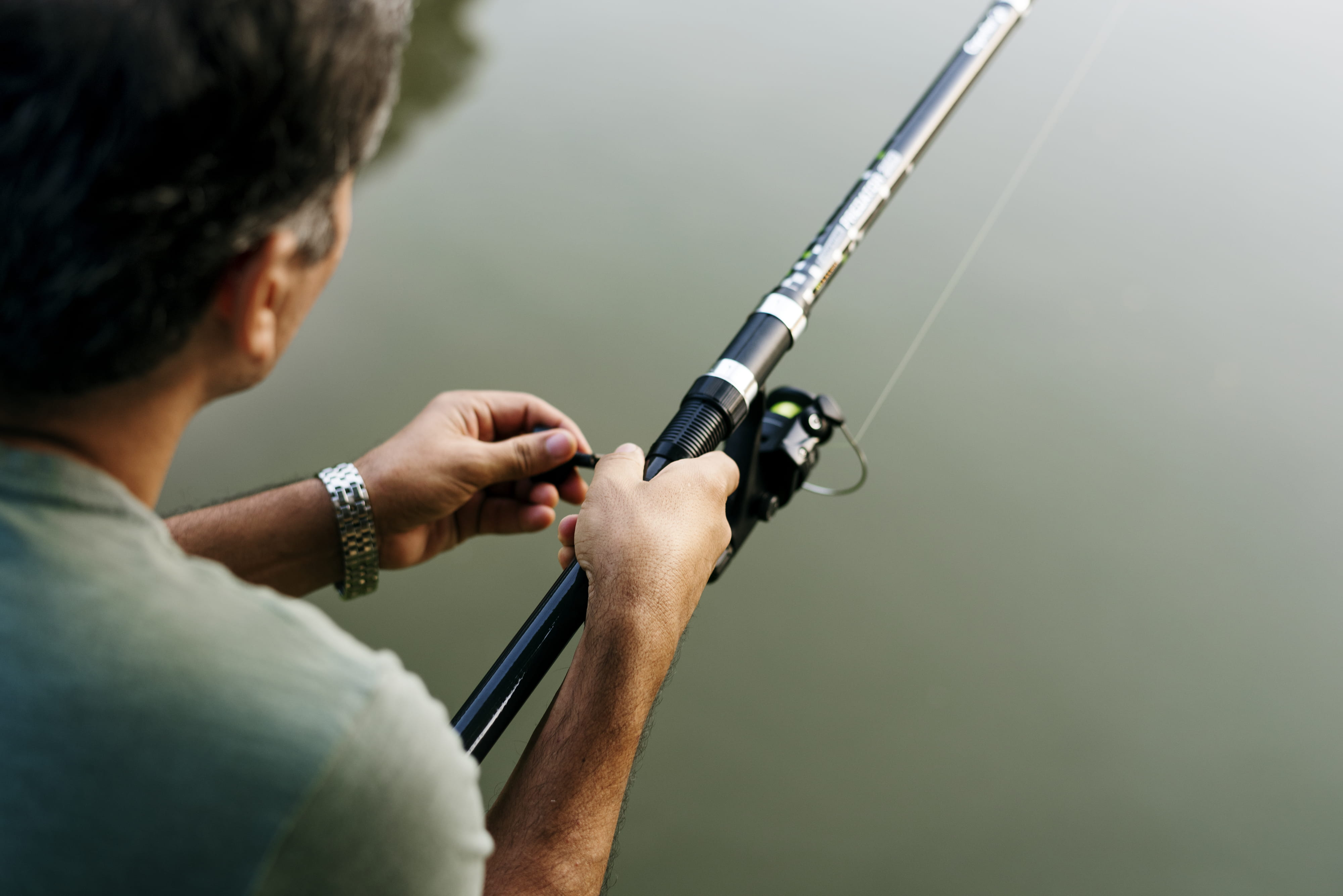 stick, lake, rear View, two People, tree, adventure, fishing Tackle, males, holding, caucasian Ethnicity, picnic, sea, summer, adult, casual, teaching, HD Wallpaper