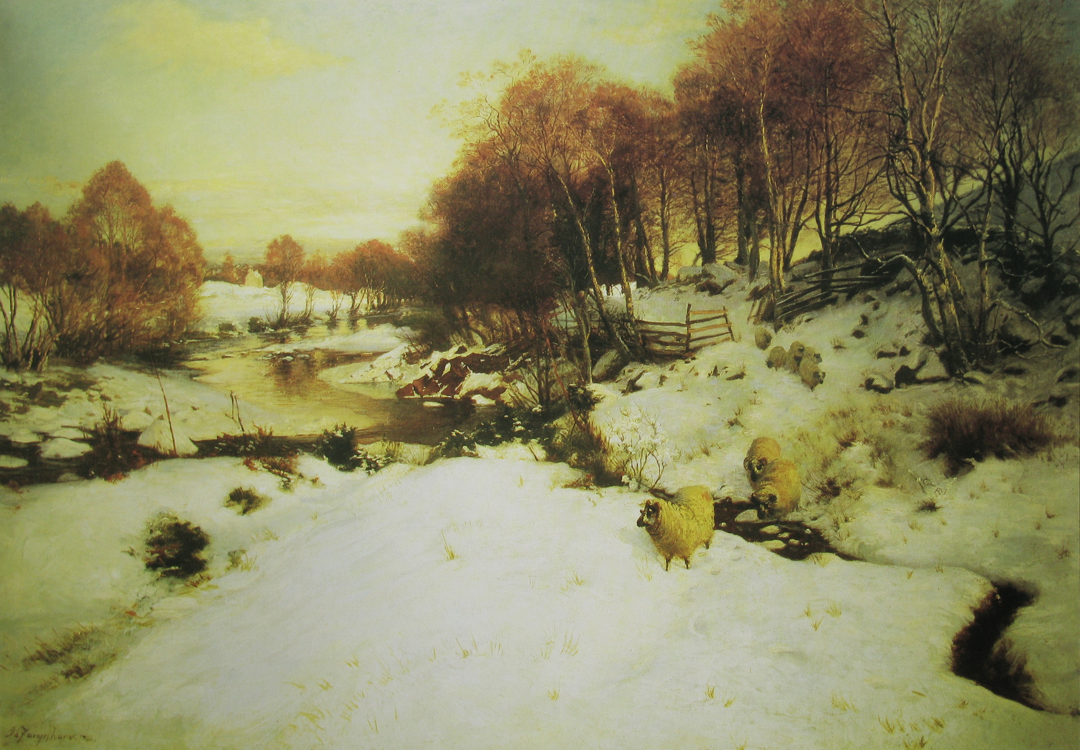 forest, woods, countryside, joseph farquharson, oil on canvas, 2K, scenics - nature, plant, clouds, cold temperature, nature, winter, tranquility, day, HD Wallpaper