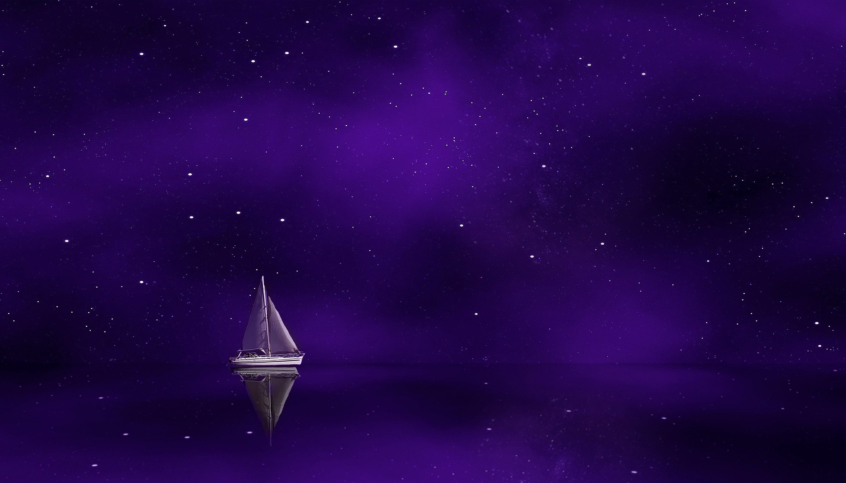boot, tower, sailing vessel, art, boat, artistically, digital art, purple, dark, galaxy, sailing ship, beauty in nature, space and astronomy, sailing boat, HD Wallpaper