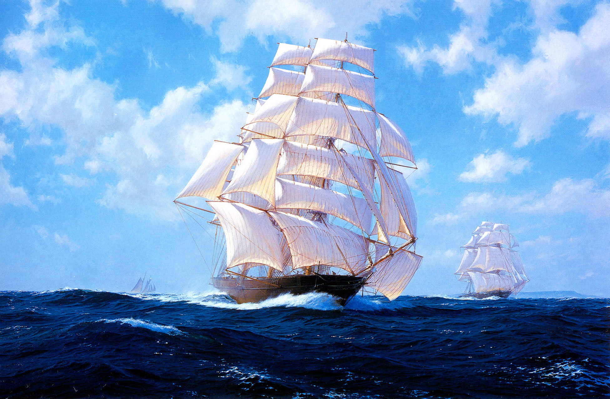 J. Steven Dews, waterfront, cloud - sky, wave, horizon, the sky, outdoors, sailing, yacht, mode of transportation, brown, no people, galleon, sailboat, HD Wallpaper