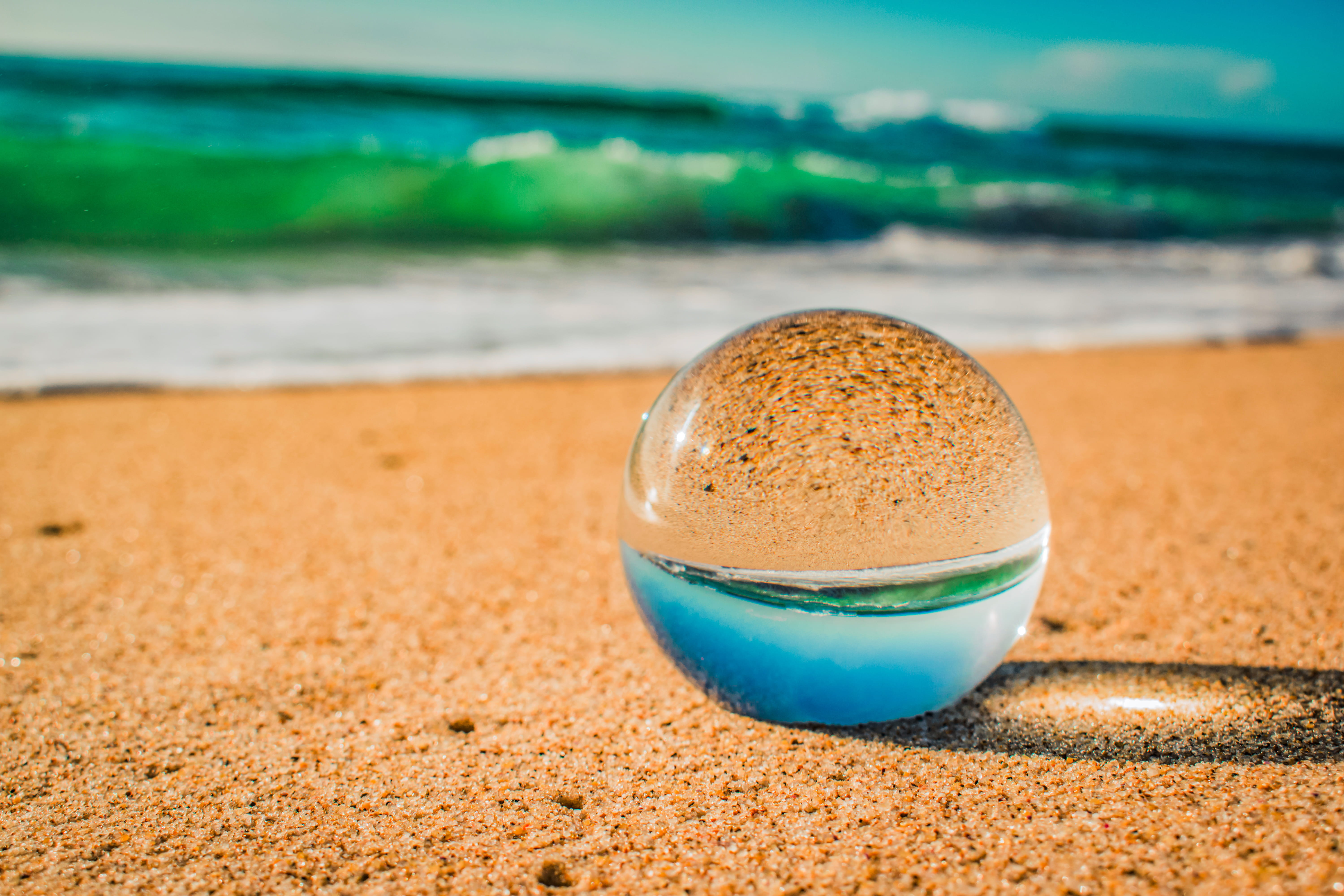 freshness, close, coast, glass, drink, day, household equipment, beach, food, outdoors, blur, bay, seashore, focus, oceanside, photo, no people, Lensball, HD Wallpaper