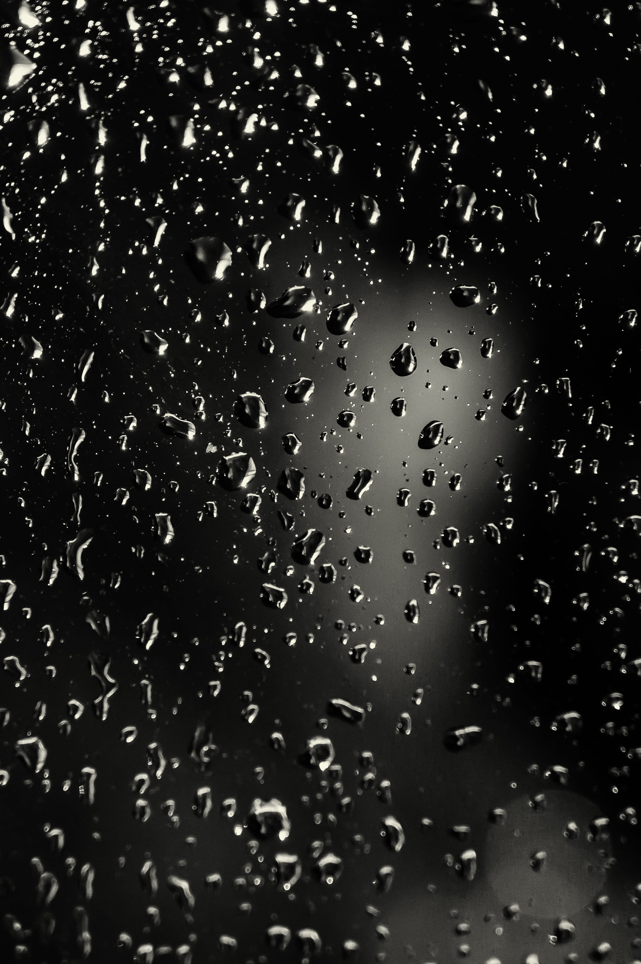 backgrounds, full frame, close-up, focus, wet, glass - material, macro, depth of field, close, drops, window, water drops, rainy season, 4K, raindrop, Phone HD Wallpaper
