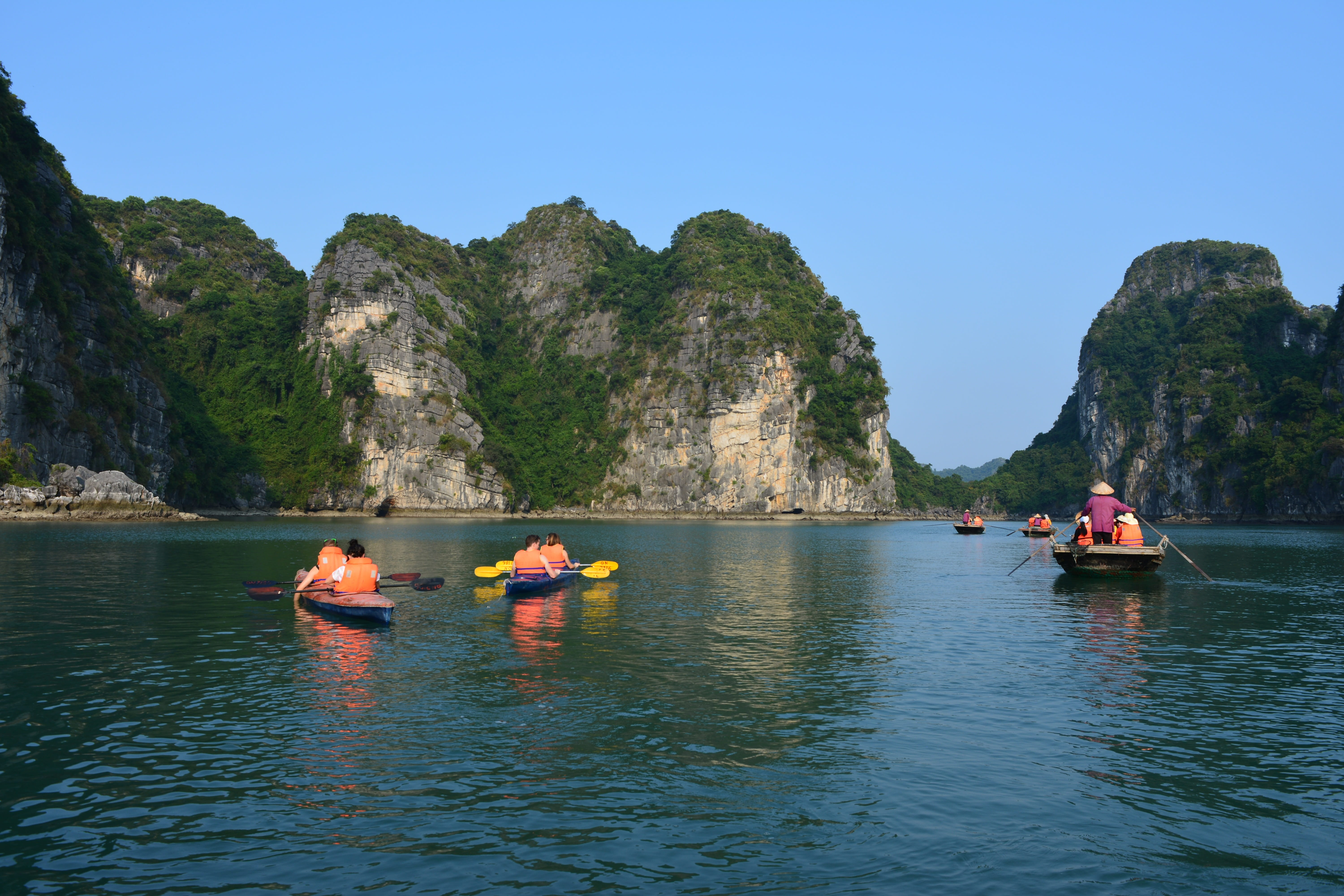 people, outdoors, leisure activity, Cruise, Ha Long Bay, nature, transportation, lifestyles, sky, mode of transportation, mountain, women, day, scenics, HD Wallpaper