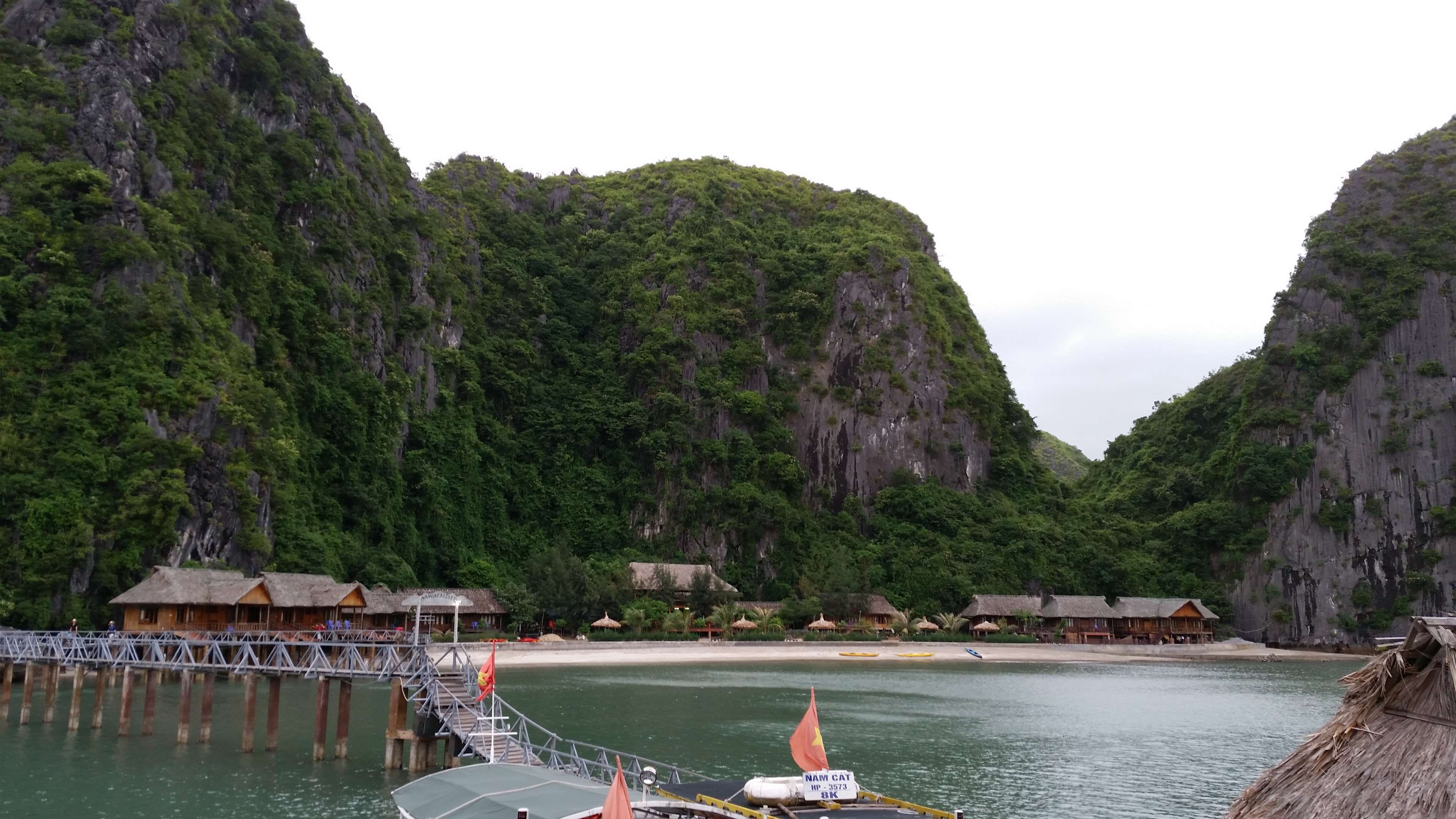 outdoors, water, incidental people, ha long bay, mode of transportation, hut, tree, sea, beach, rock formation, halong bay, island, scenics - nature, mountain, HD Wallpaper