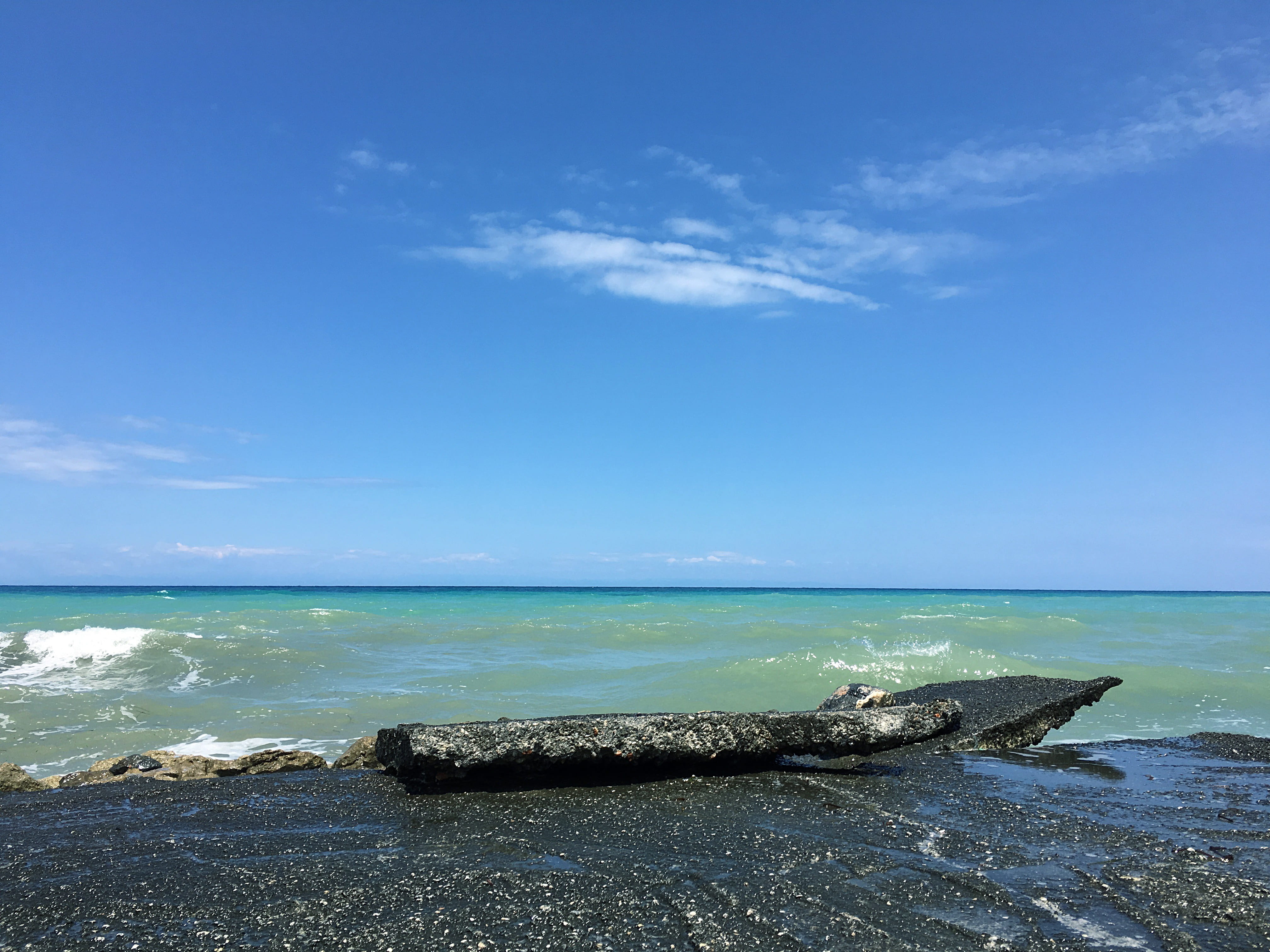 beach, travel Locations, sea, cloud - Sky, no People, coastline, coastal, Mediterranean Sea, blue sea, Cyprus, rock, horizon over water, lapta, 4K, horizon, HD Wallpaper