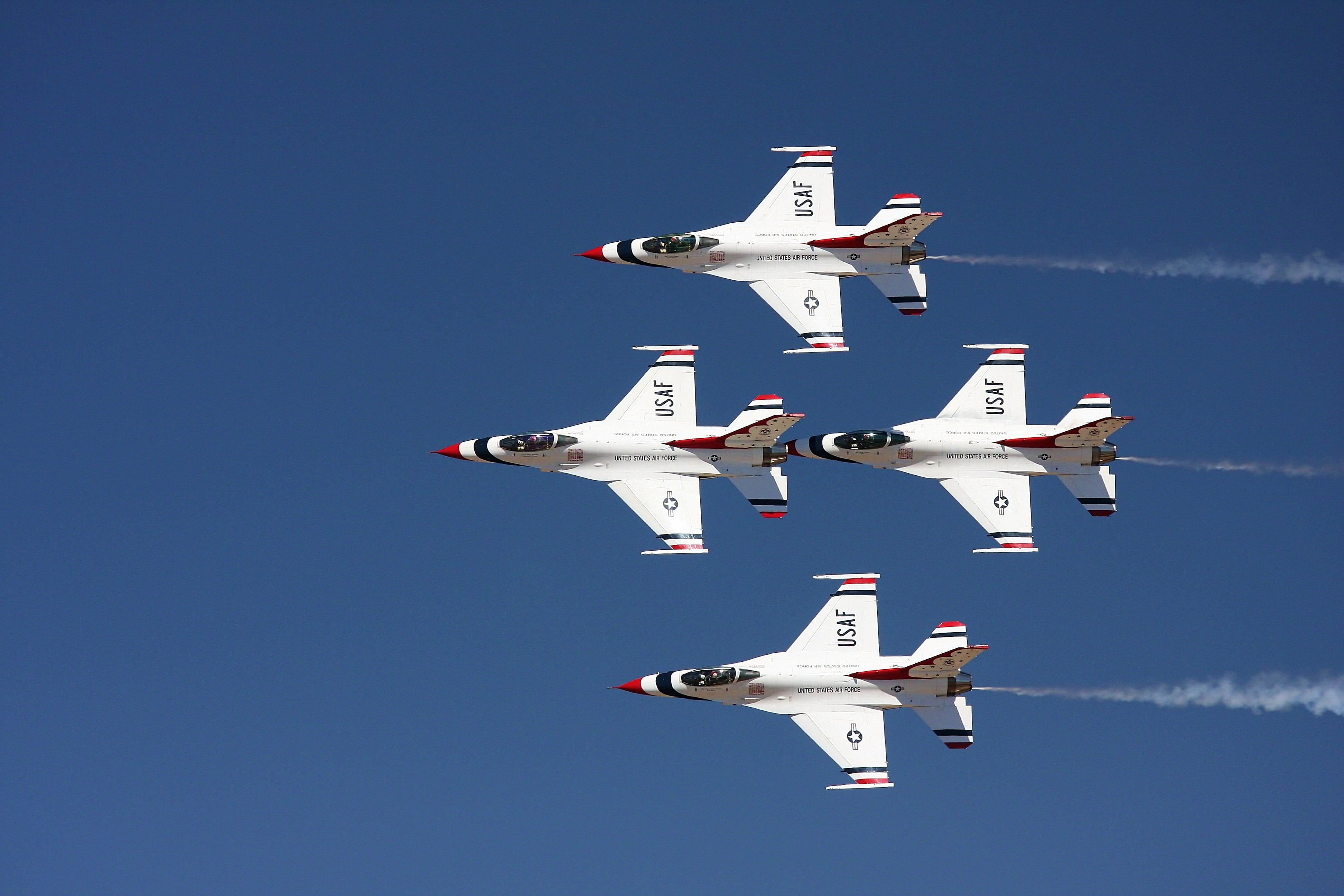 sky, teamwork, accuracy, military, aerospace industry, transportation, thunderbirds, formation, nature, plane, vapor trail, flying, air Vehicle, white, HD Wallpaper